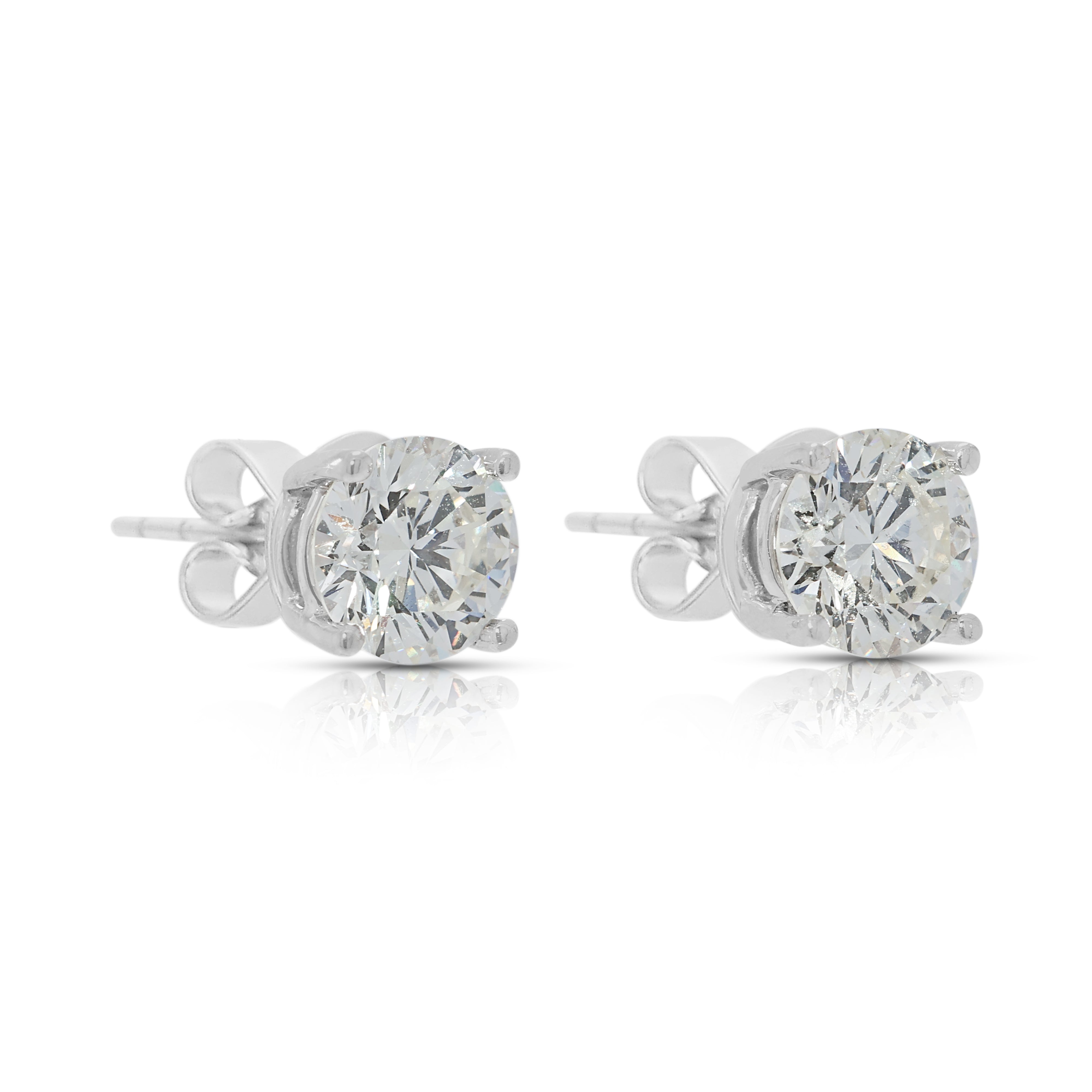 Timeless 1.34ct Natural Diamond Stud Earrings in 18K White Gold