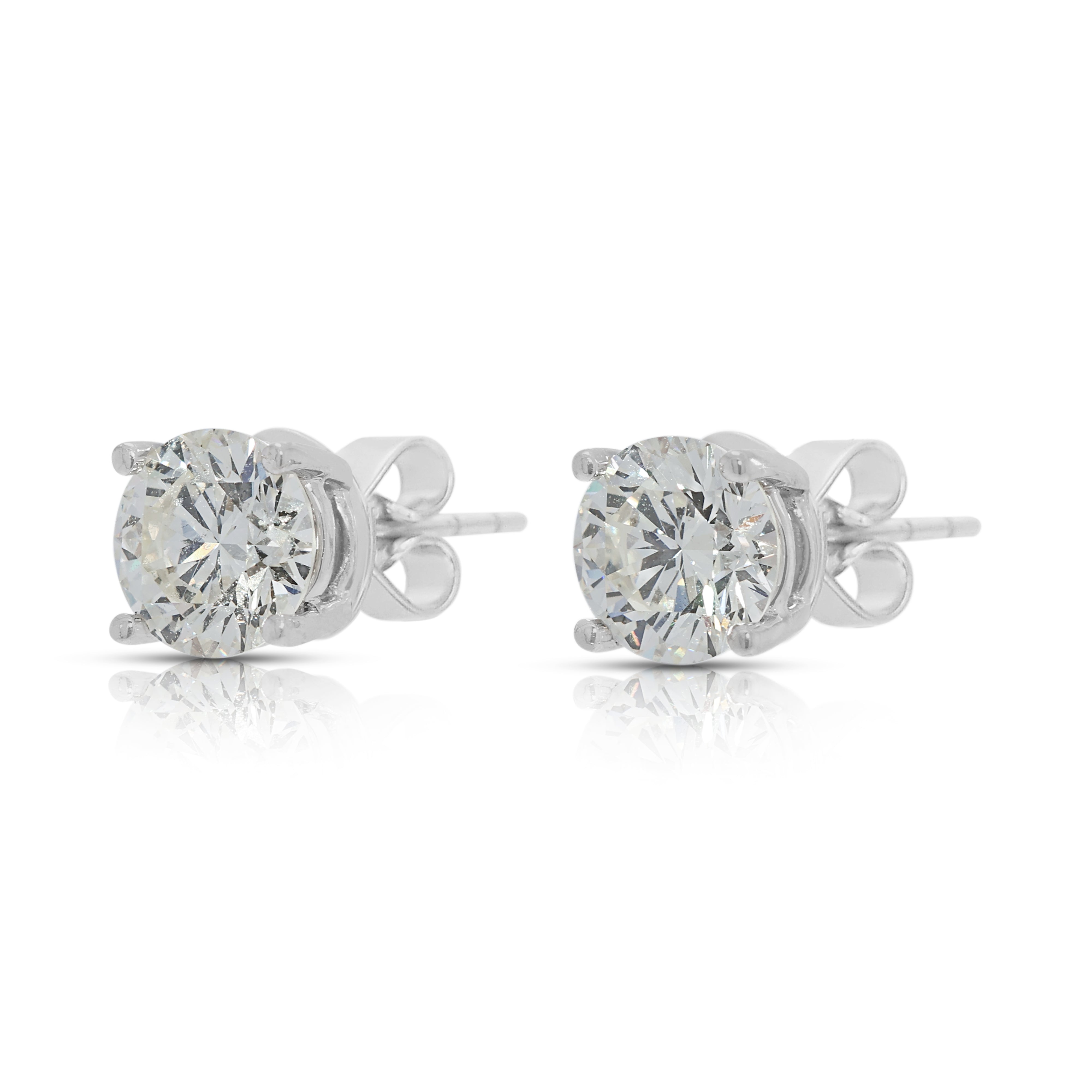 Timeless 1.34ct Natural Diamond Stud Earrings in 18K White Gold
