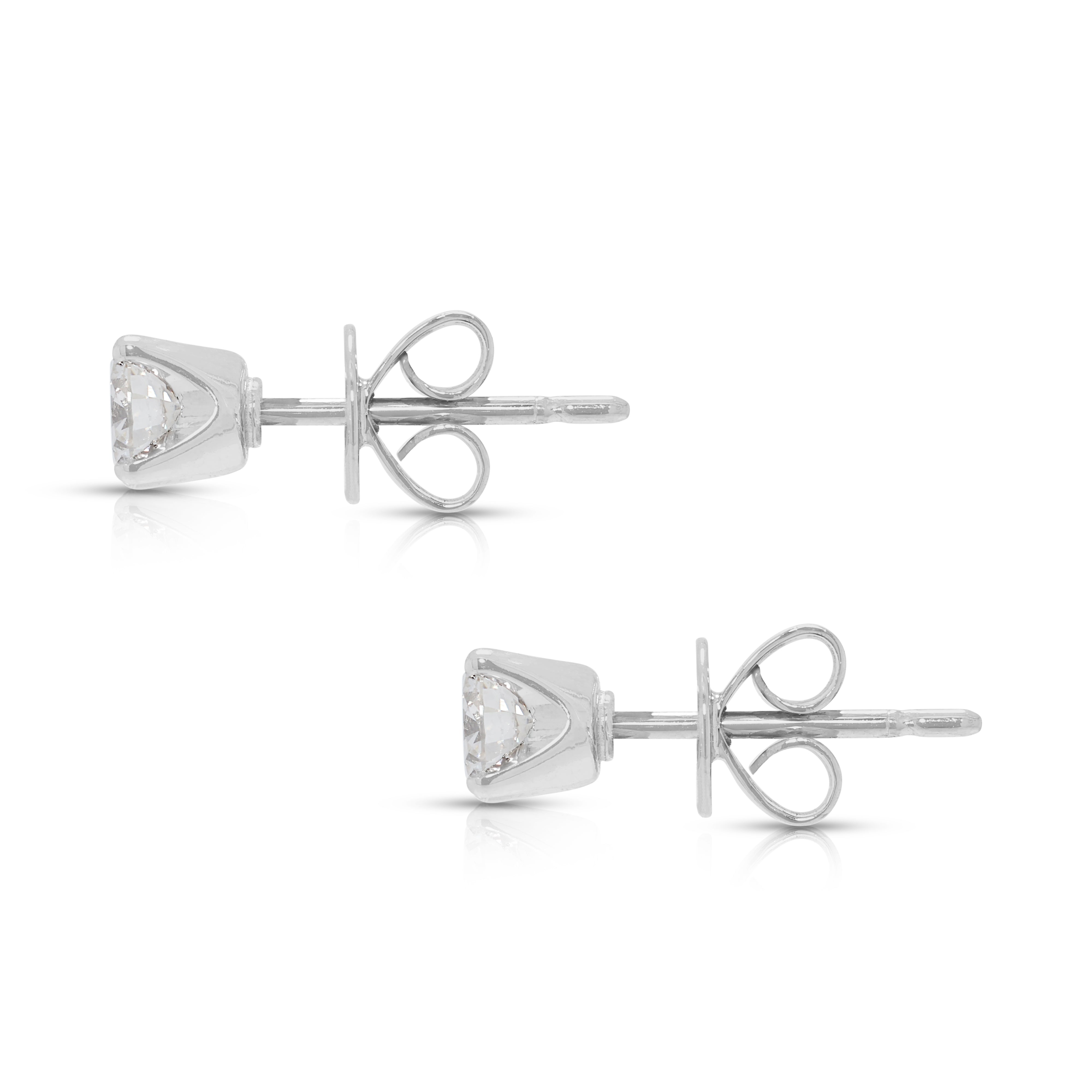 Classic 0.45ct Natural Diamond Stud Earrings in 18K White Gold