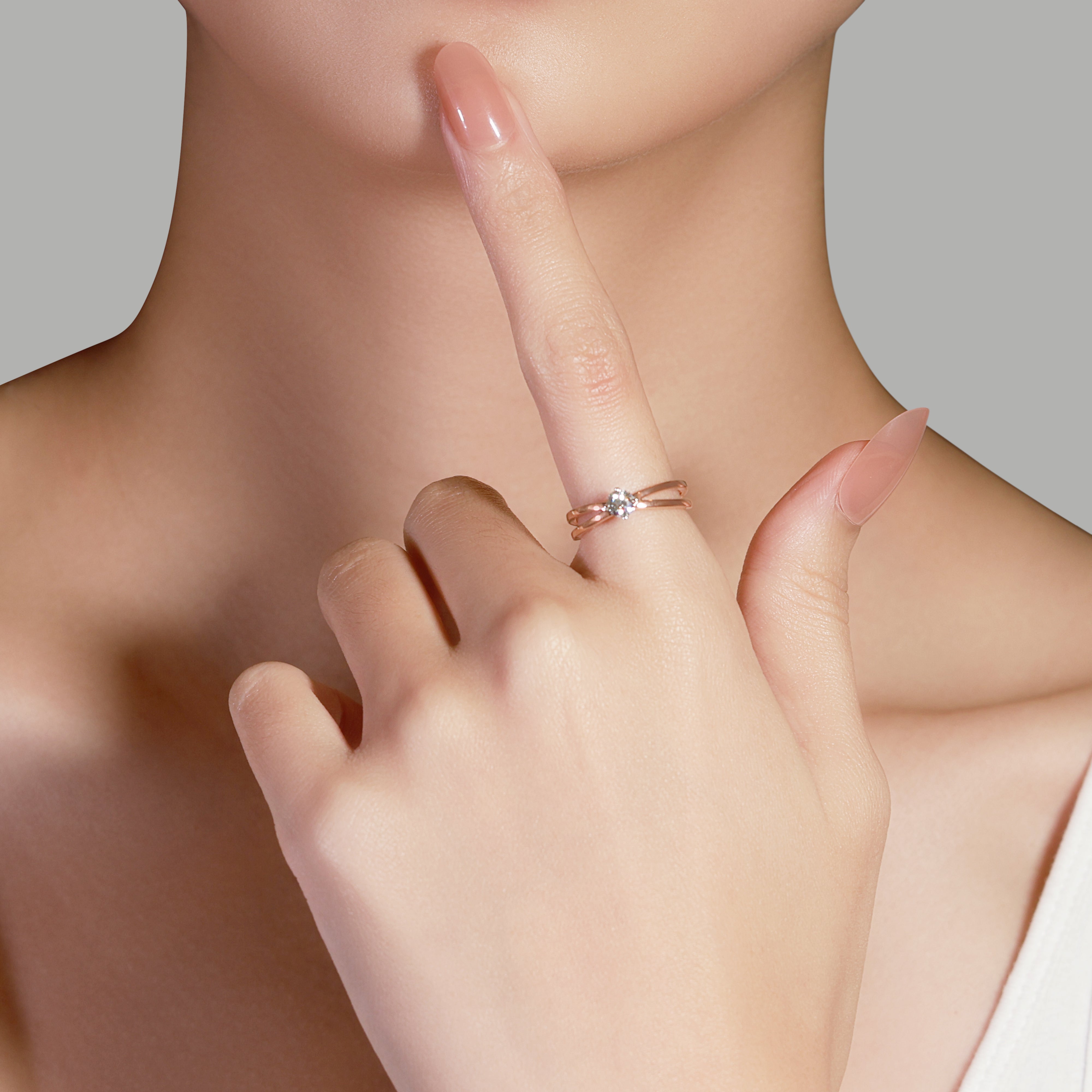 Glamorous 0.31ct Round Brilliant Natural Diamond Ring in 18K Two Tone Gold with Destinee Certificate