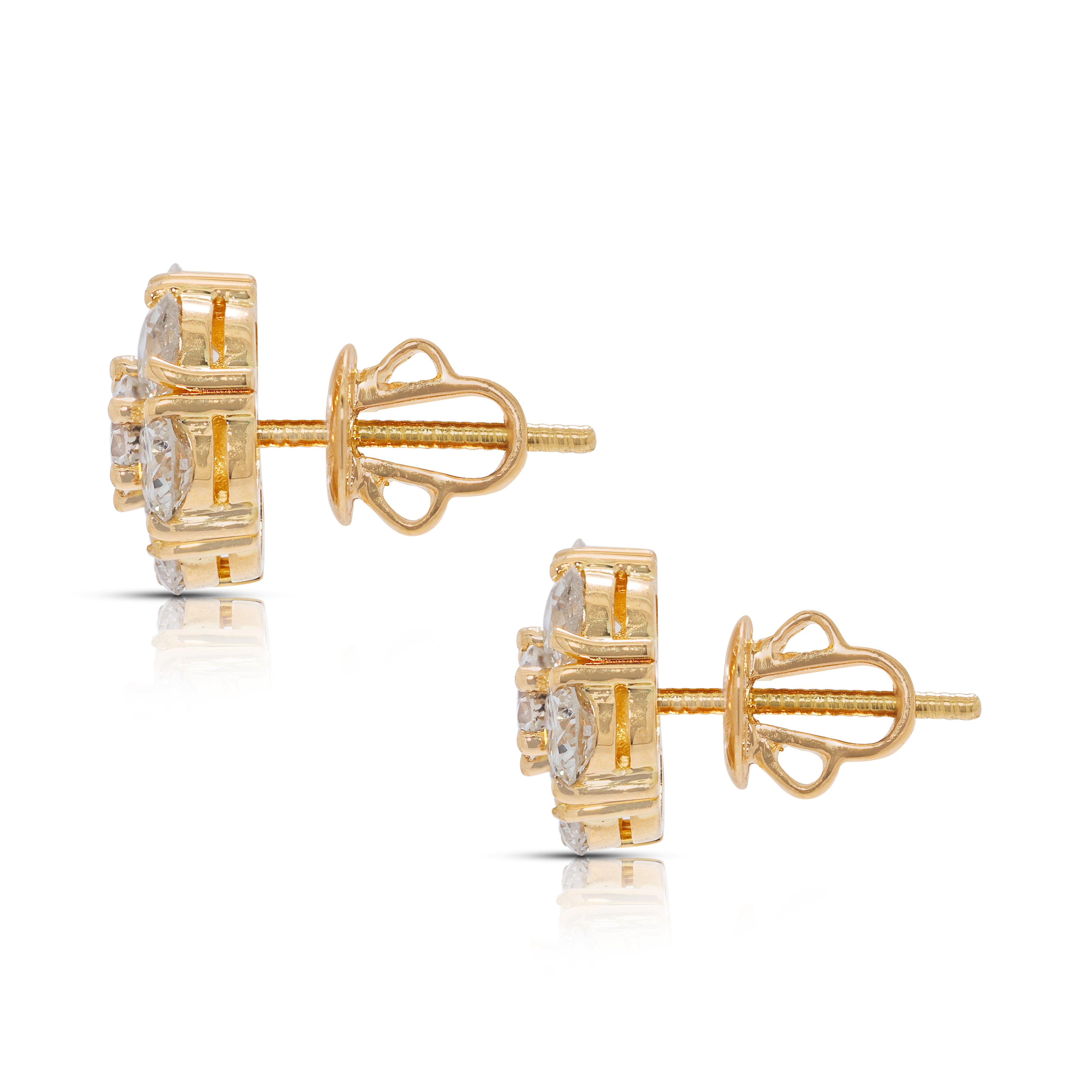 Vintage-Inspired 2.66ct Old Mine Cut Natural Diamond Earrings in 20K Yellow Gold