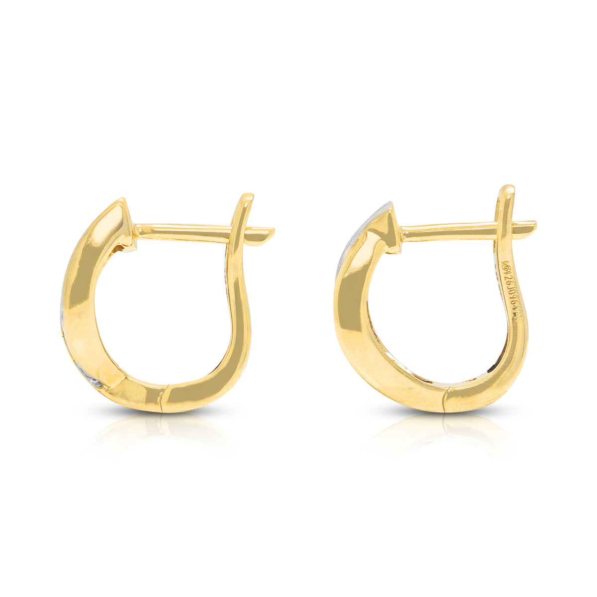 Captivating 0.12ct Natural Diamond Two-Tone Hoop Earrings in 18K White & Yellow Gold