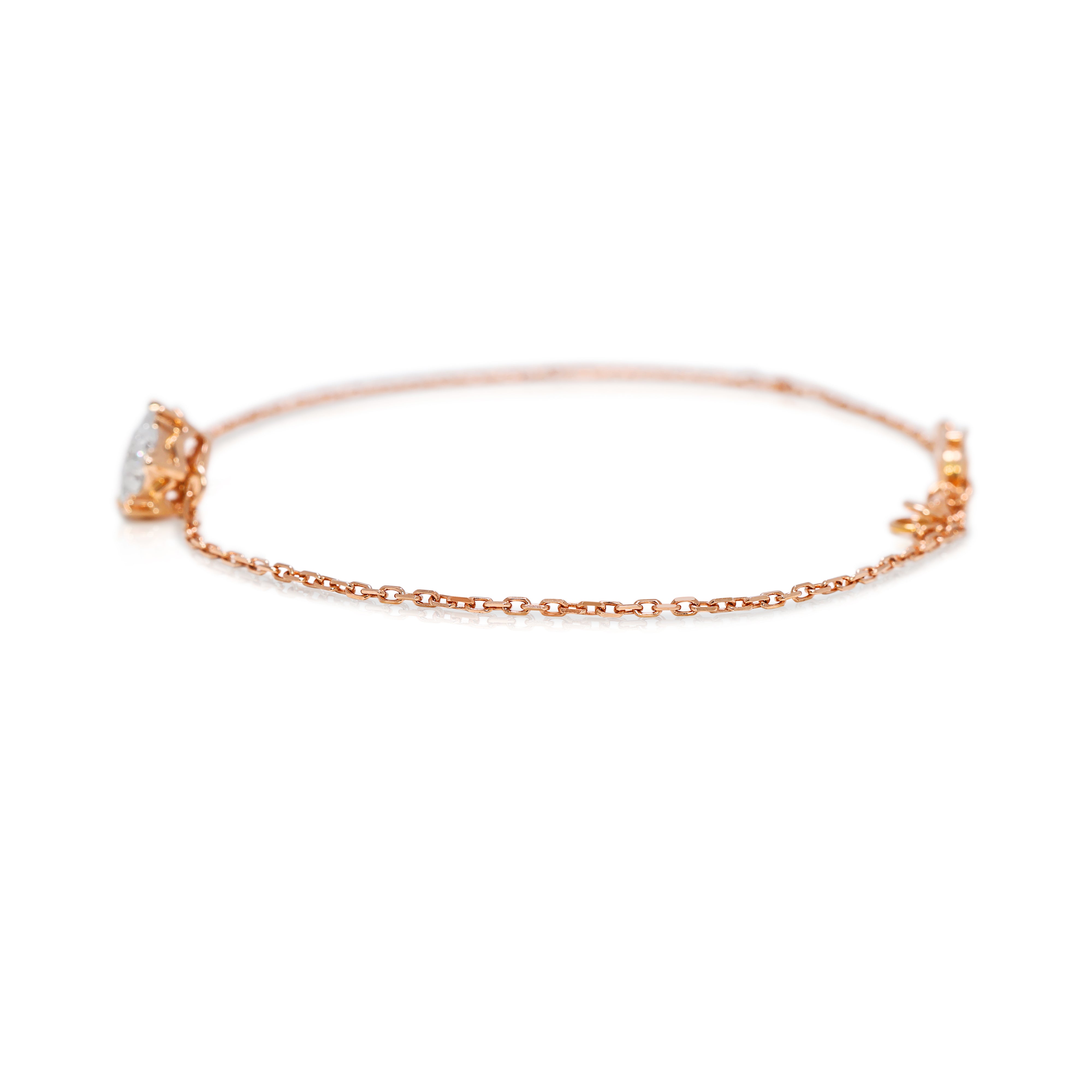 Charming 0.19ct Natural Diamond Bracelet in 18K Rose Gold