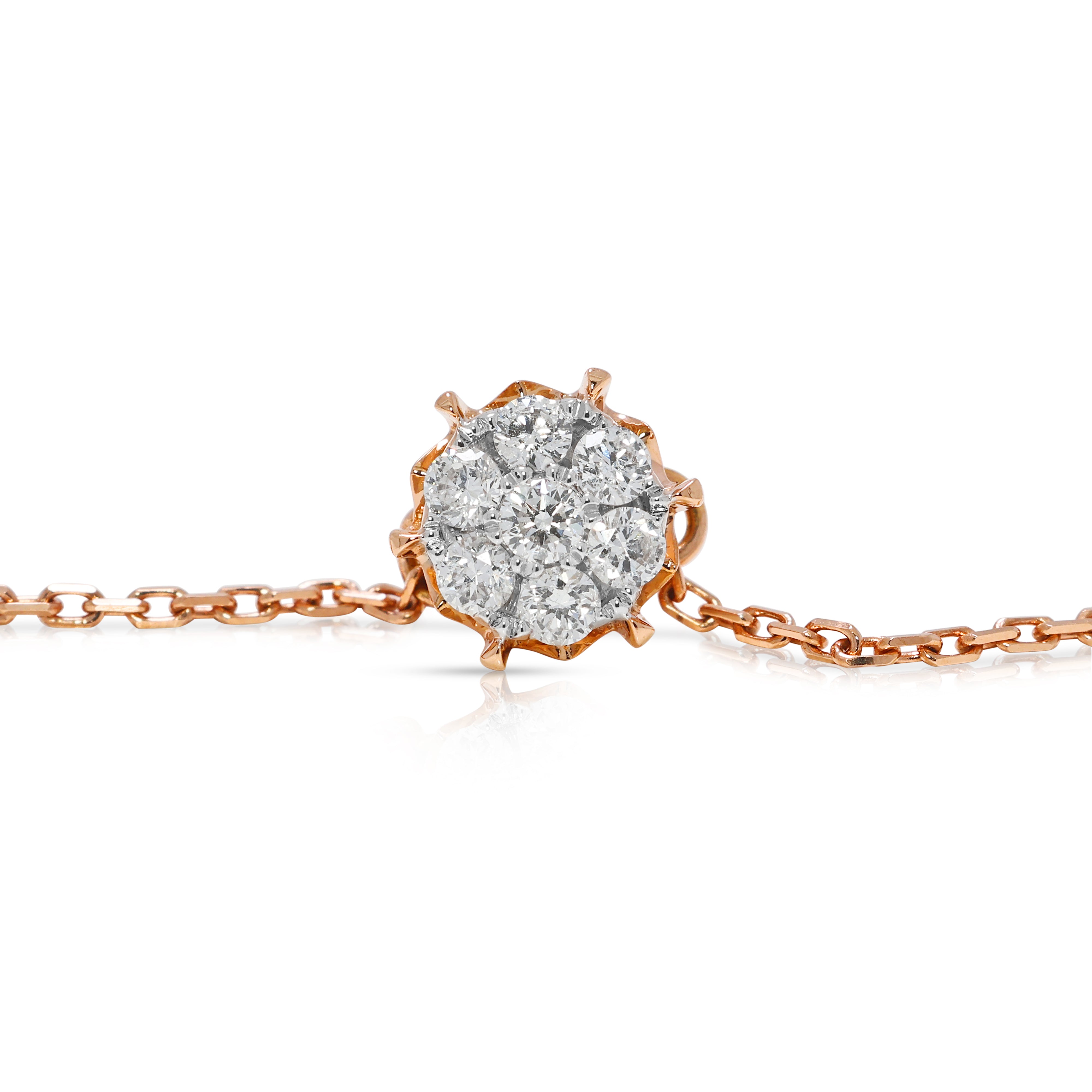 Charming 0.19ct Natural Diamond Bracelet in 18K Rose Gold