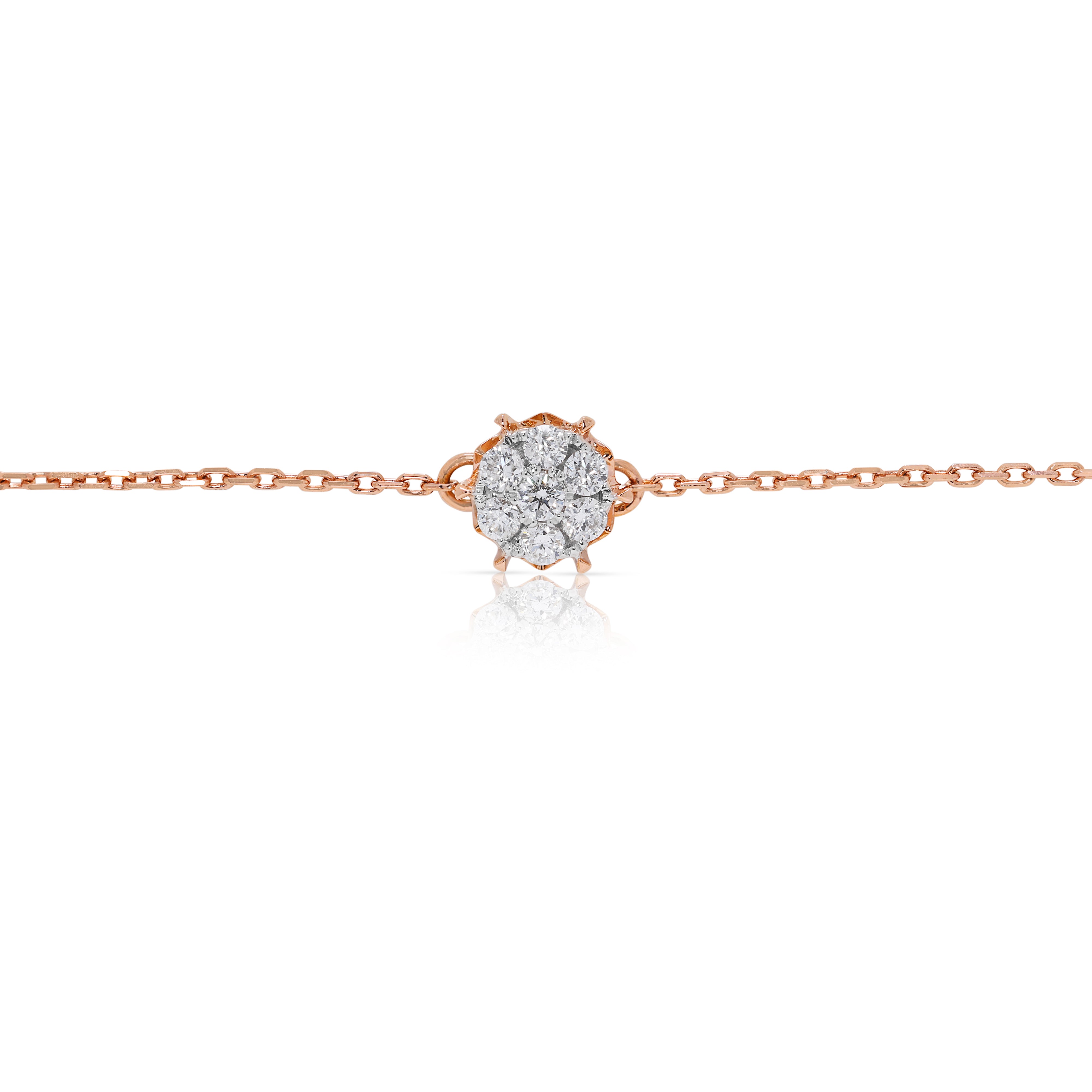 Charming 0.19ct Natural Diamond Bracelet in 18K Rose Gold