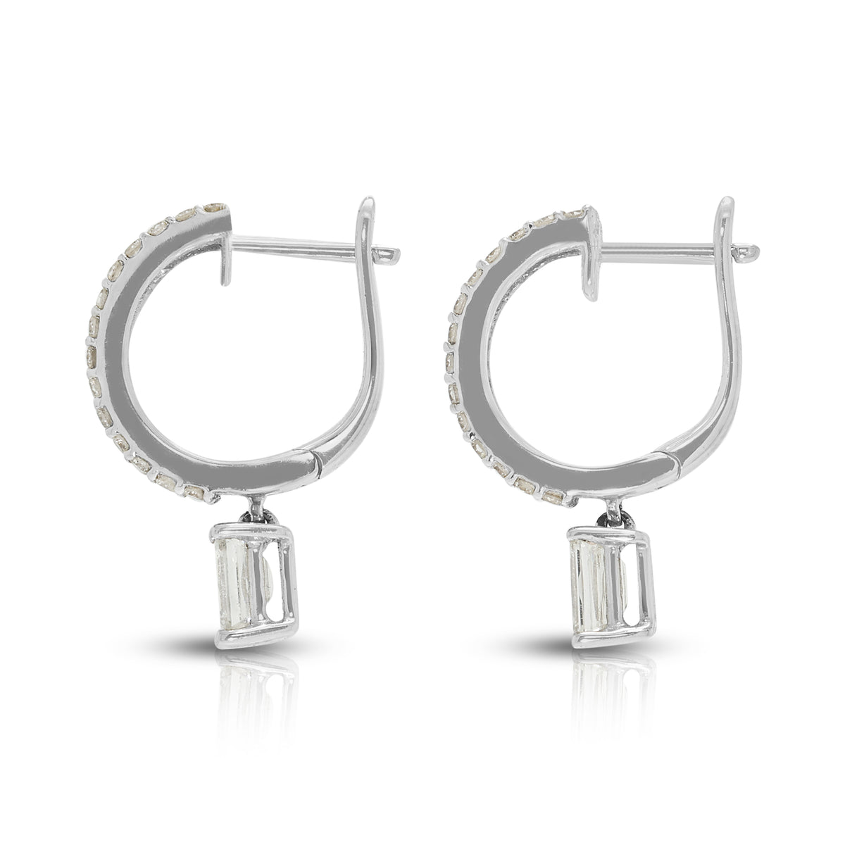 Sophisticated 1.15ct Natural Diamond Dangling Hoop Earrings in 18K White Gold - GIA Certified