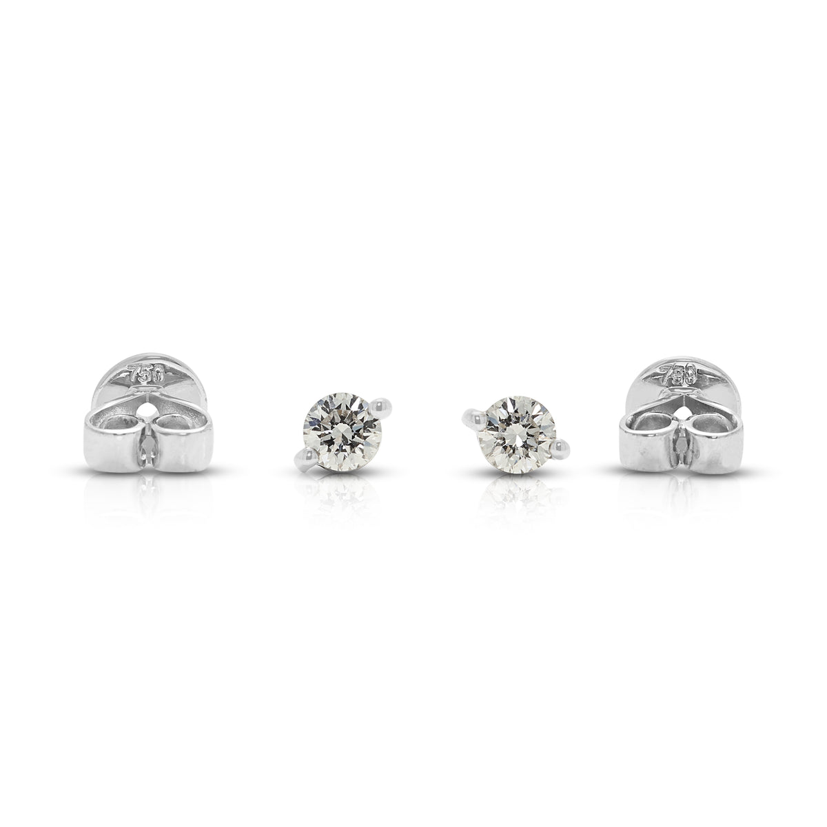 Dazzling 0.26ct Natural Diamond Solitaire Studs in 18K White Gold