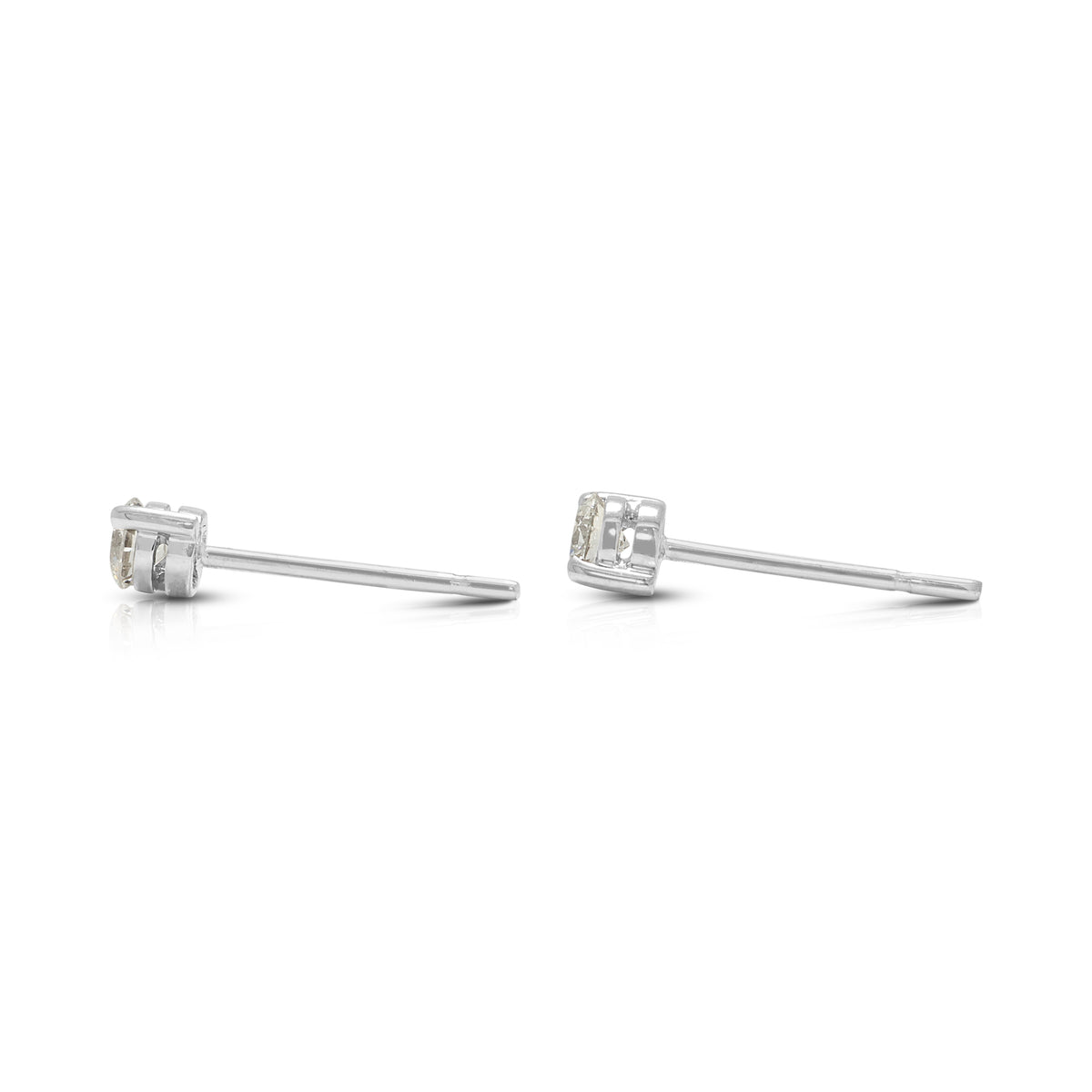 Dazzling 0.26ct Natural Diamond Solitaire Studs in 18K White Gold