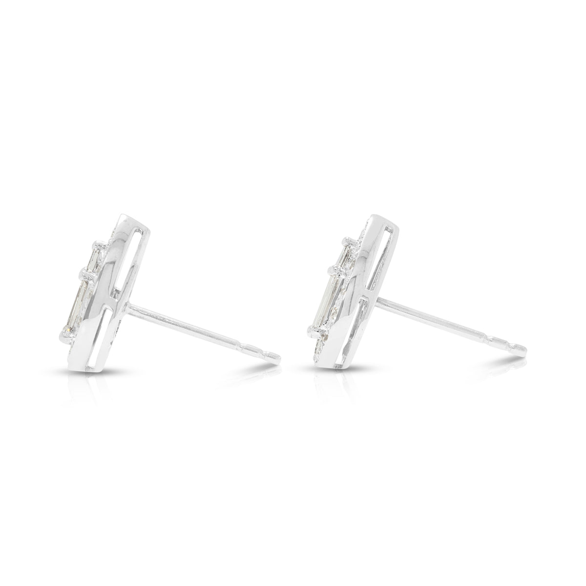 Radiant 1.13ct Diamond Teardrop Cluster Stud Earrings 18K White Gold