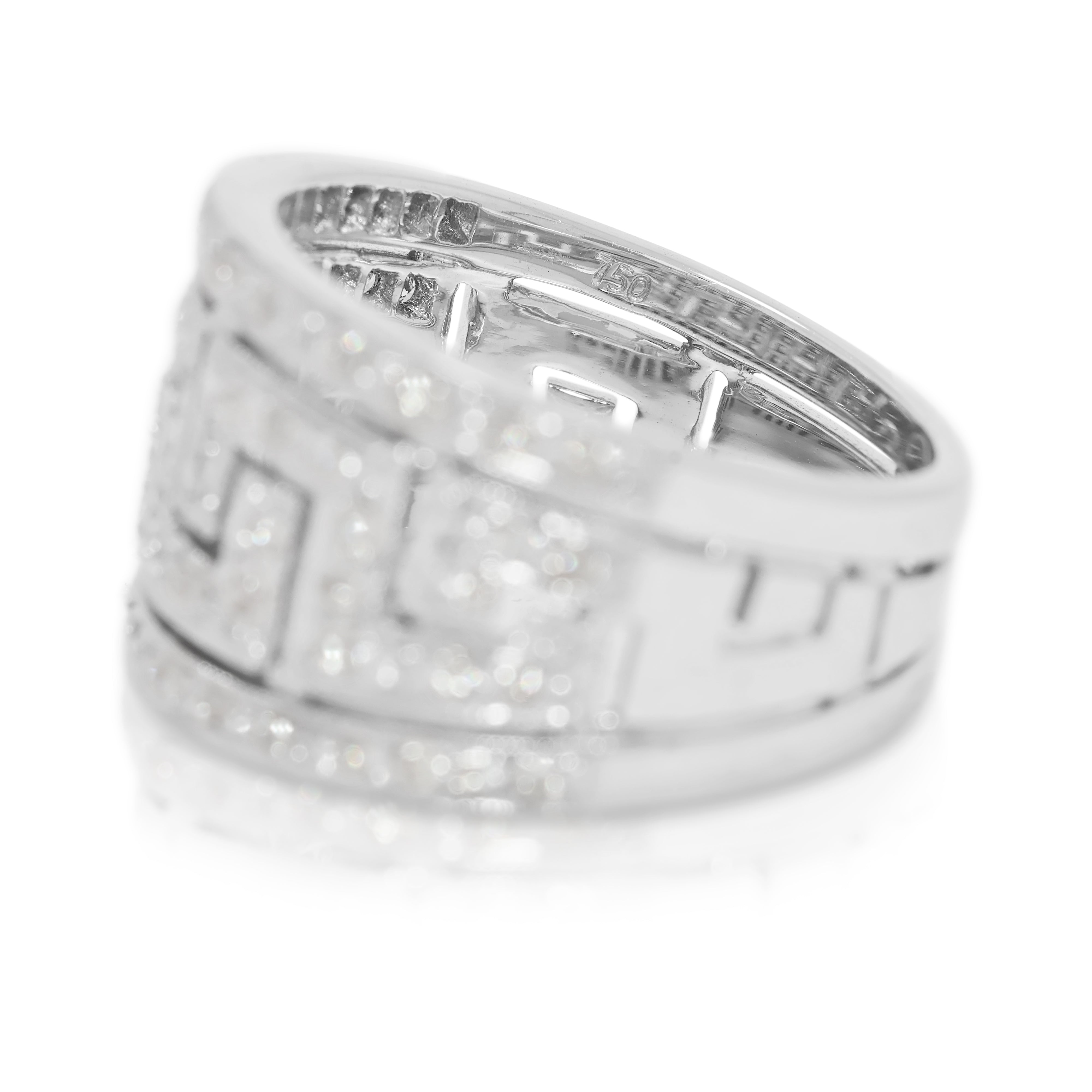 Intricate 0.43ct Natural Diamond Band Ring in 18K White Gold