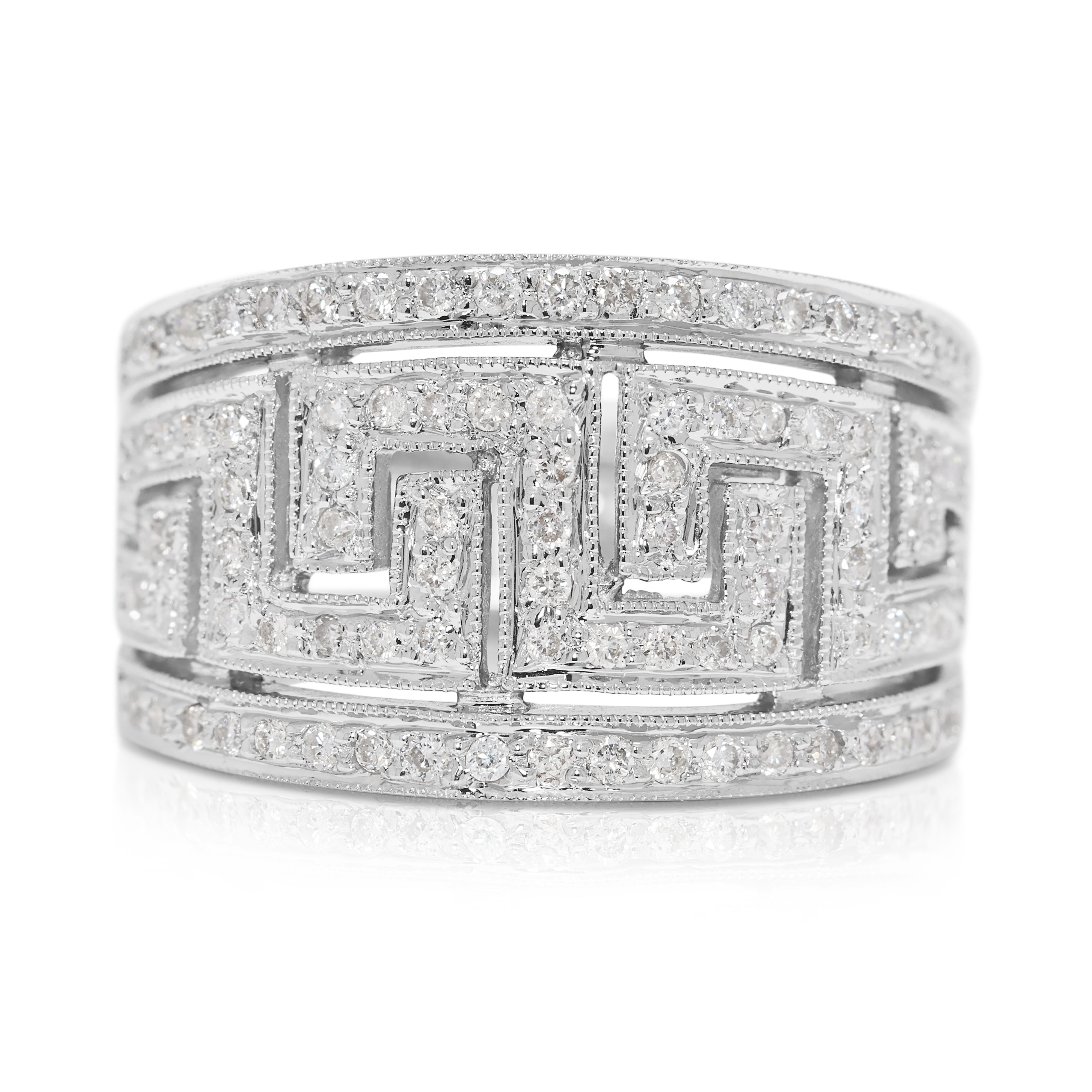 Intricate 0.43ct Natural Diamond Band Ring in 18K White Gold
