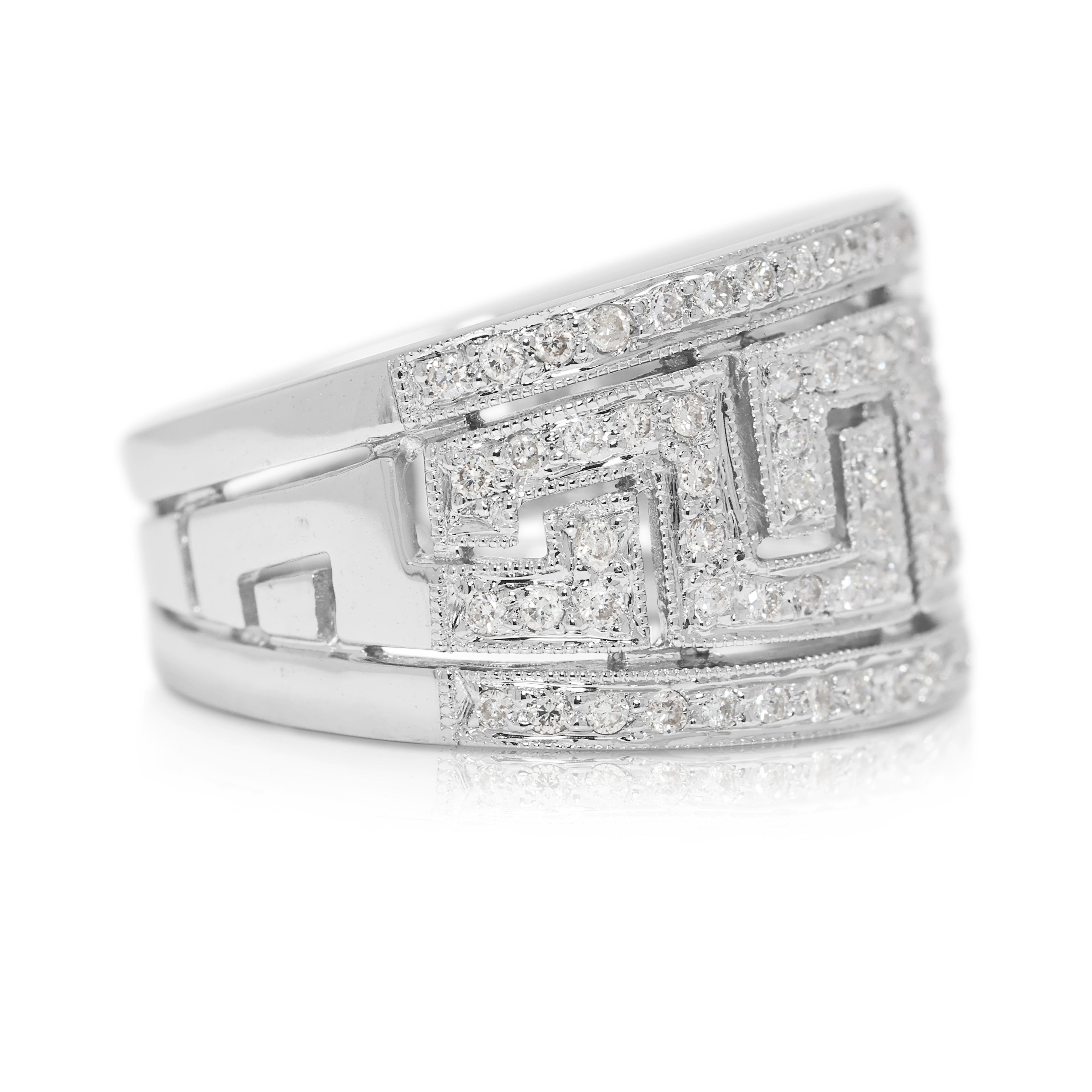 Intricate 0.43ct Natural Diamond Band Ring in 18K White Gold