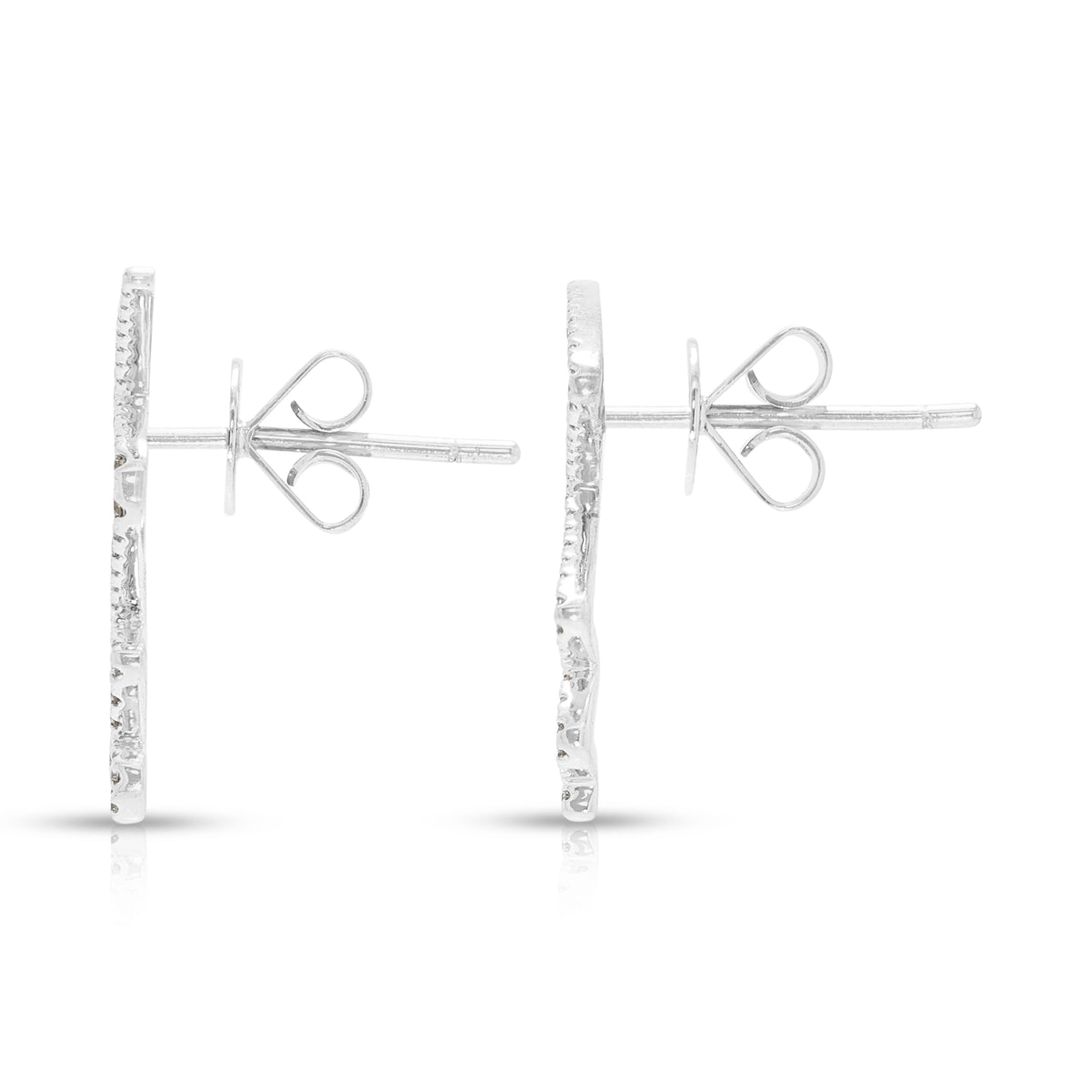 Scintillating 0.23ct Natural Diamond Zigzag Wave Stud Earrings in 18K White Gold