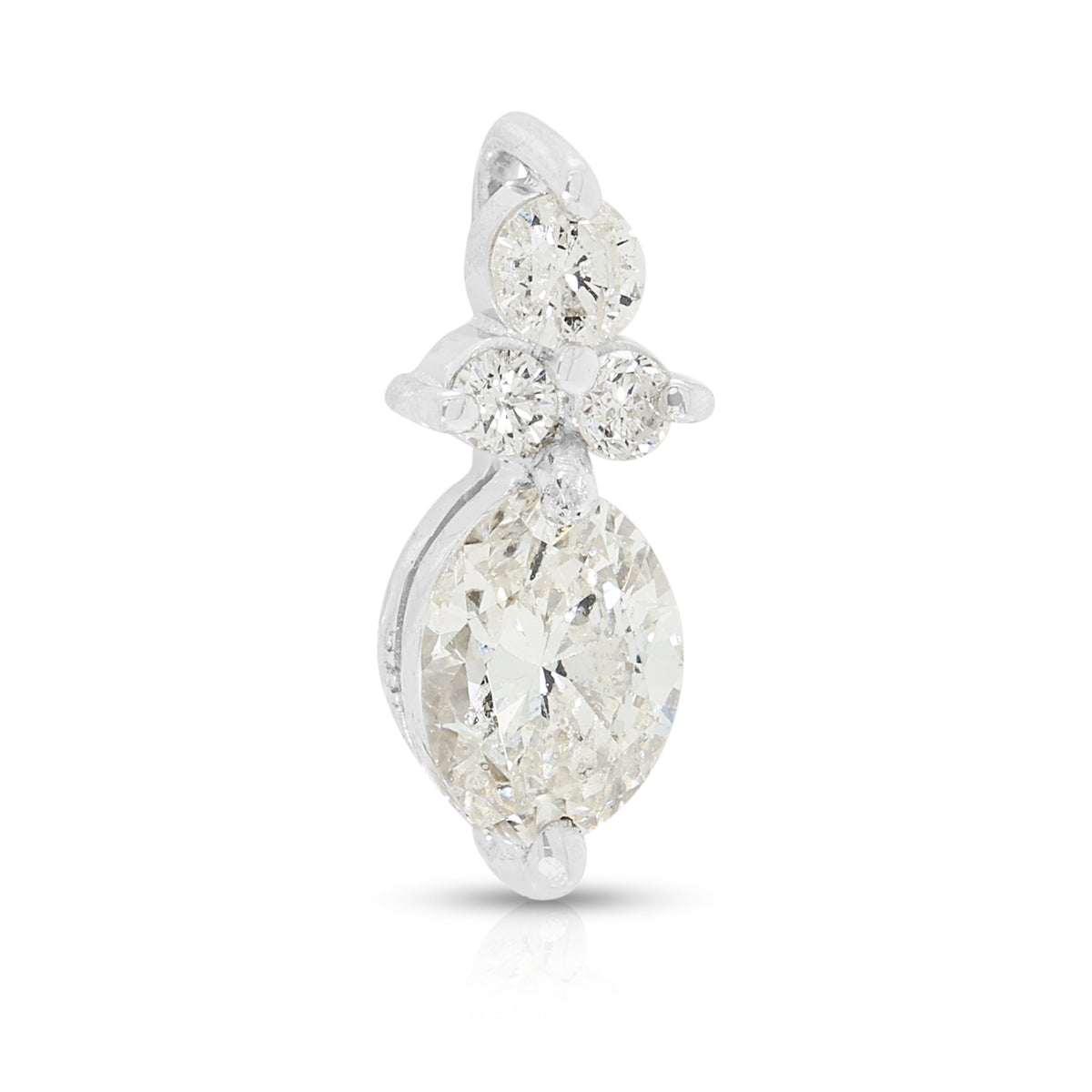 Luminous 0.80ct Marquise and 0.09ct Natural Diamond Pendant in 14K White Gold
