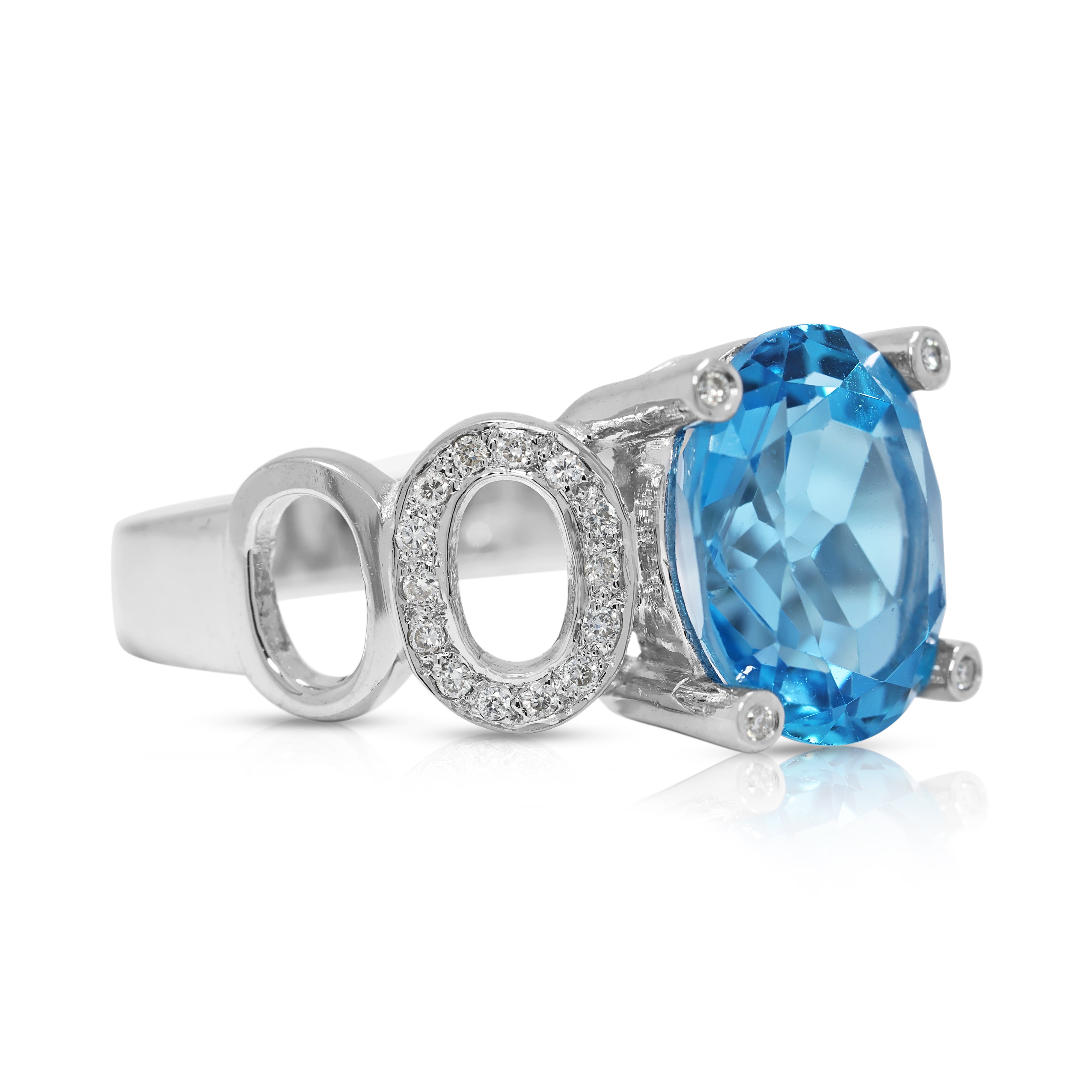 Dazzling 2.36ct Topaz and Diamond Ring in 18K White Gold