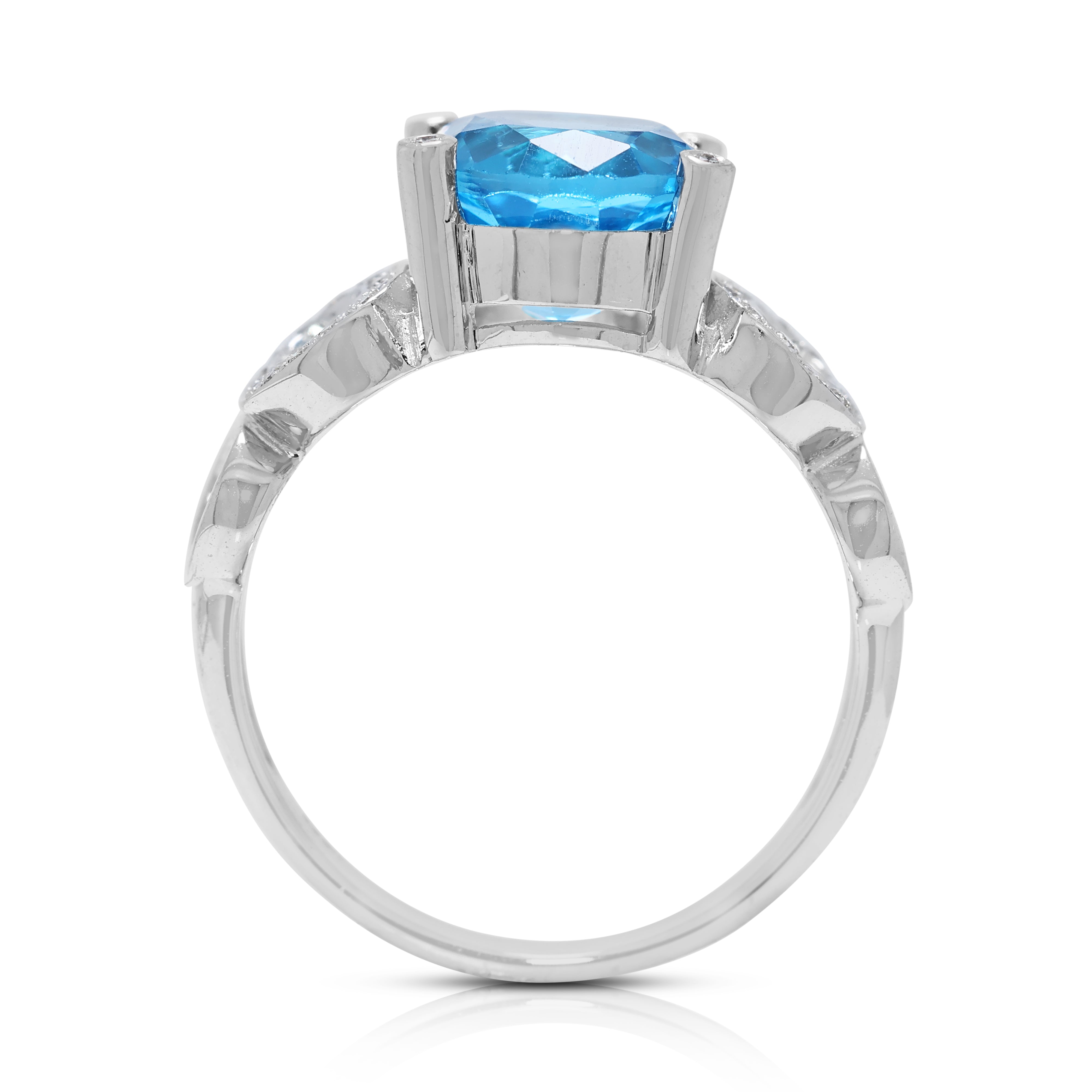 Dazzling 2.36ct Topaz and Diamond Ring in 18K White Gold