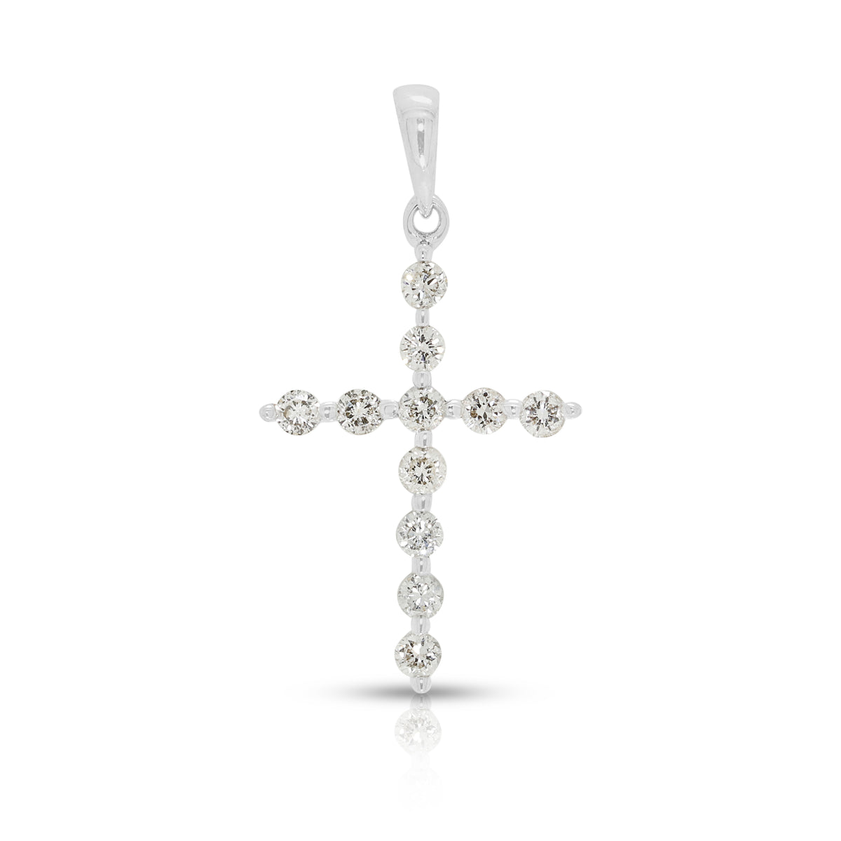 Divine 0.27ct Natural Diamond Cross Pendant in 18K White Gold