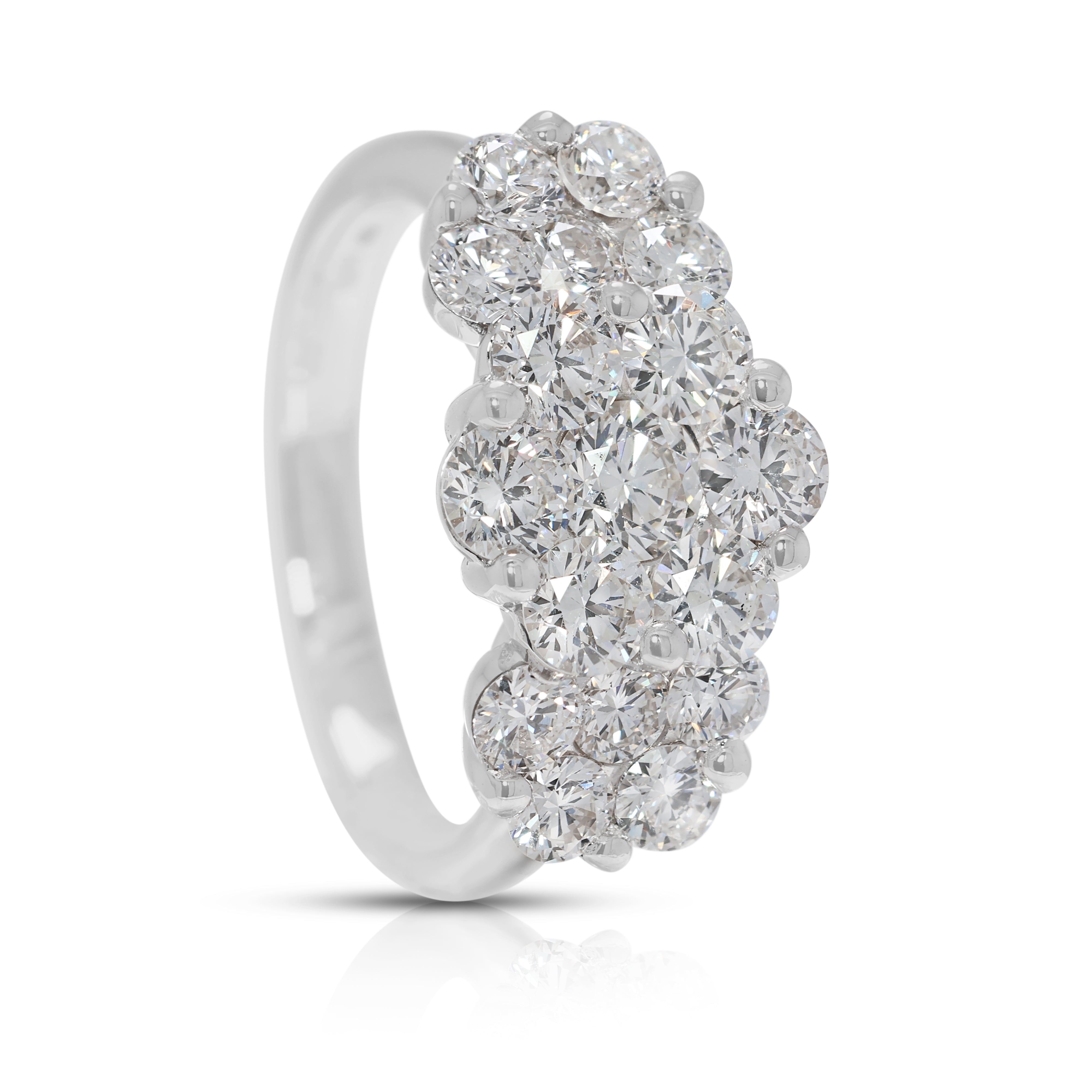 Brilliant 1.80ct Natural Diamond Cluster Ring in 18K White Gold