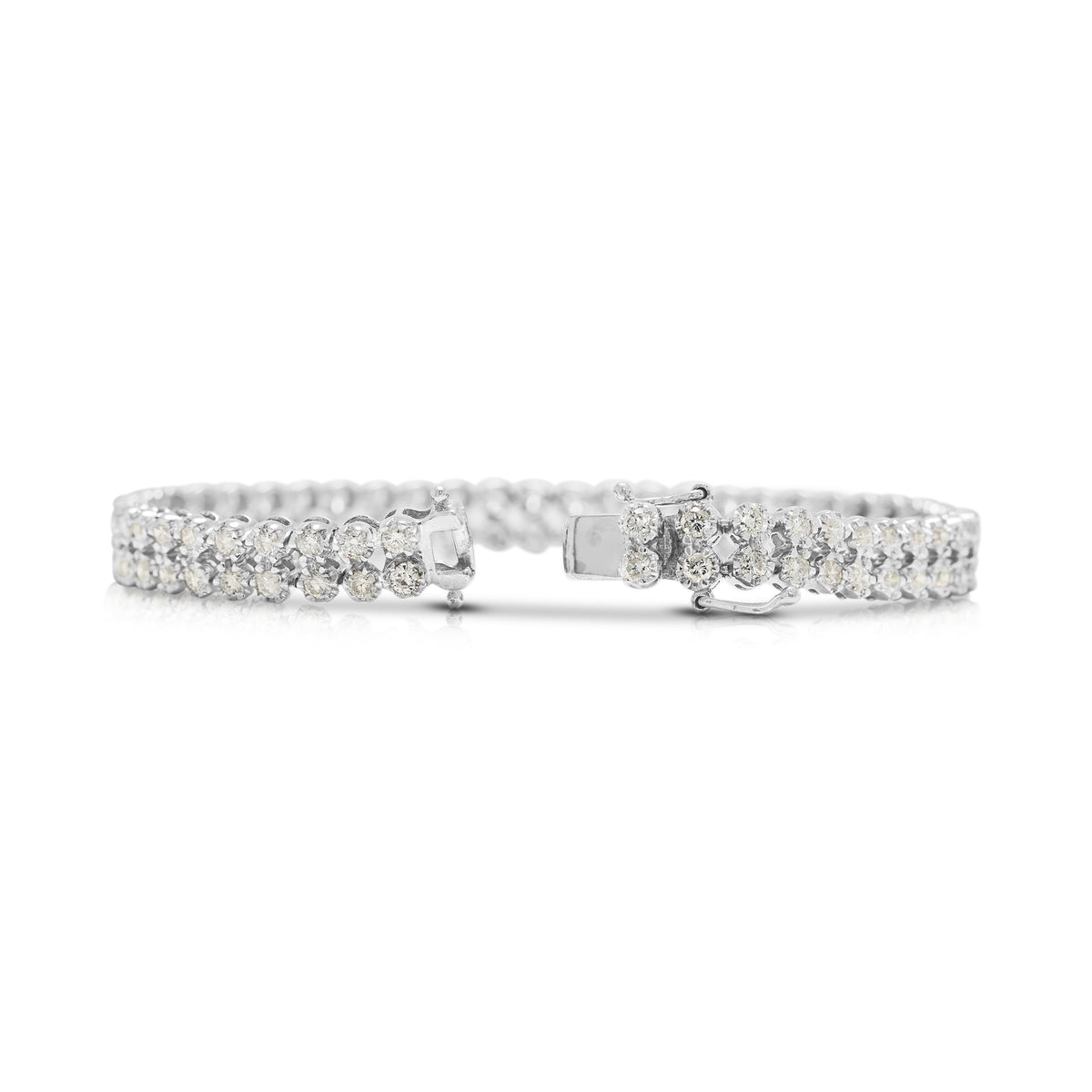 Mesmerizing 2.16ct Natural Diamond Double Row Tennis Bracelet in 18K White Gold
