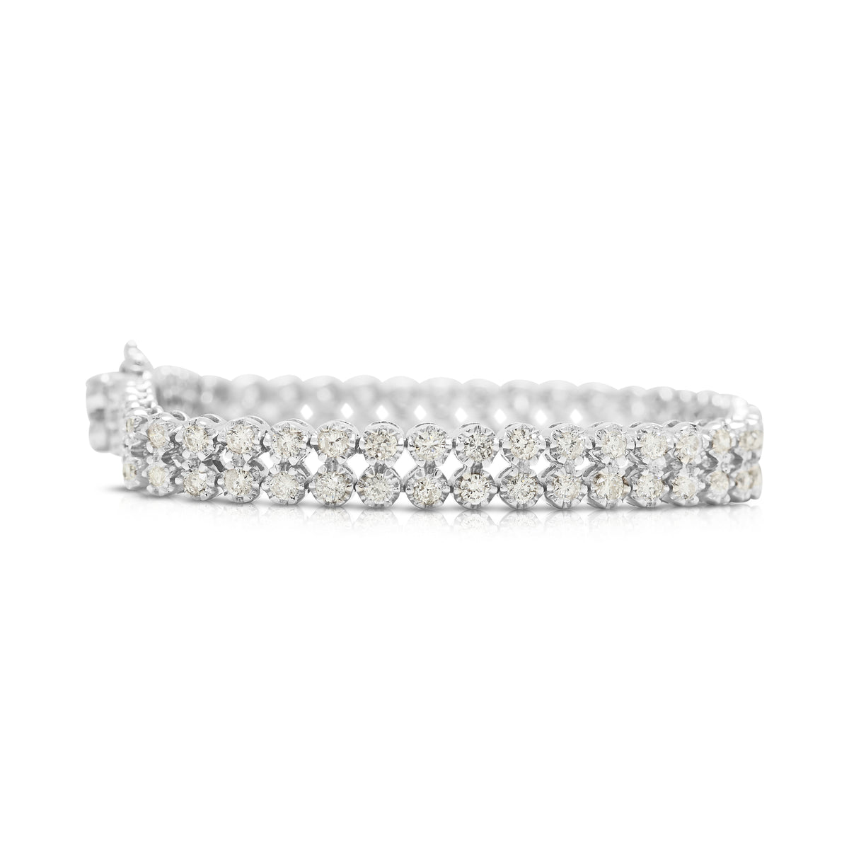 Mesmerizing 2.16ct Natural Diamond Double Row Tennis Bracelet in 18K White Gold