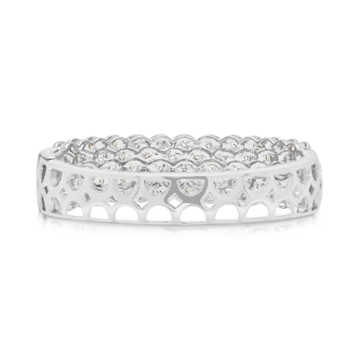 Stately 2.10ct Natural Diamond Woven Bangle in 18K White Gold with Nan Yang Certificate