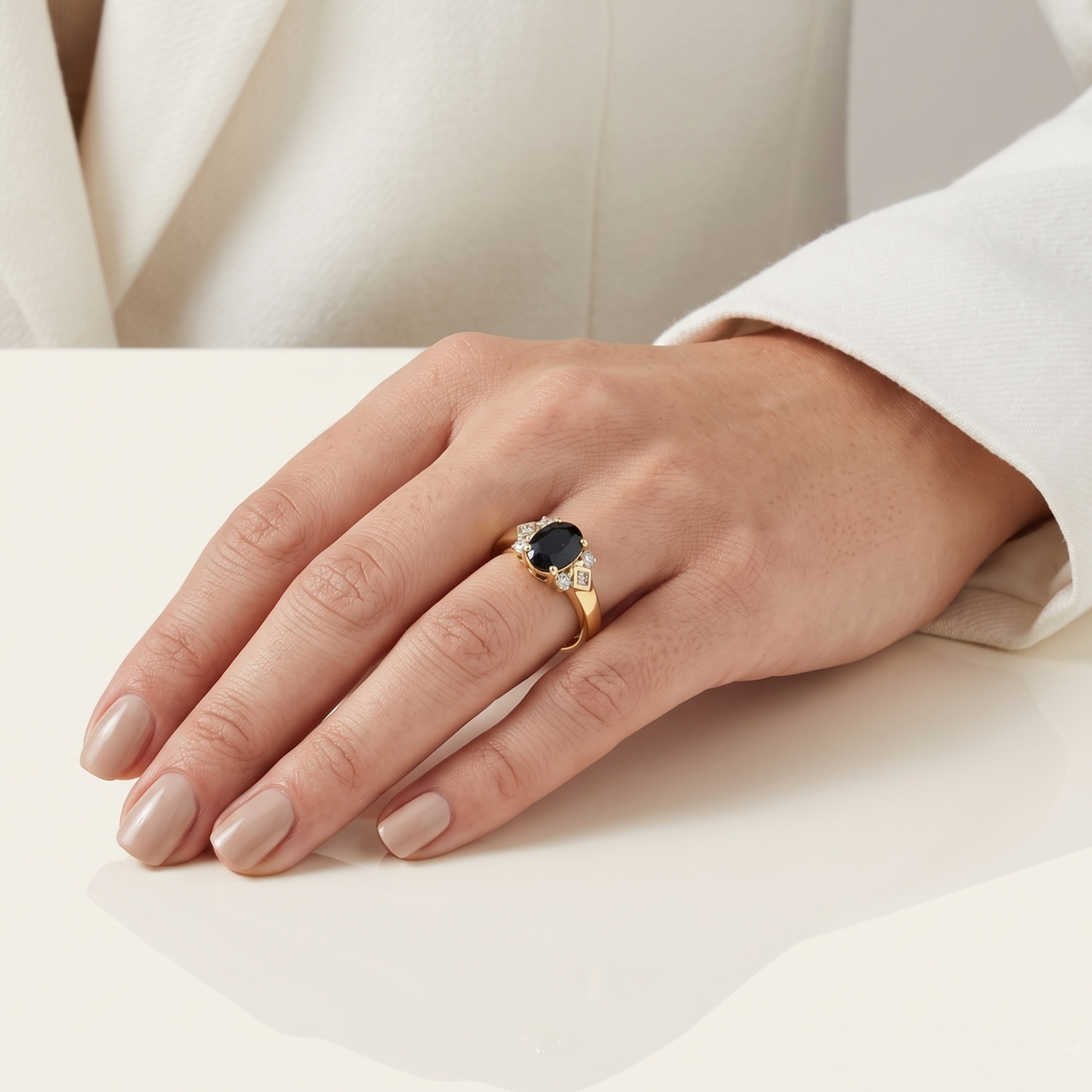 Classic 1.69ct Blue Sapphire and 0.17ct Natural Diamond Ring in 18K Yellow Gold