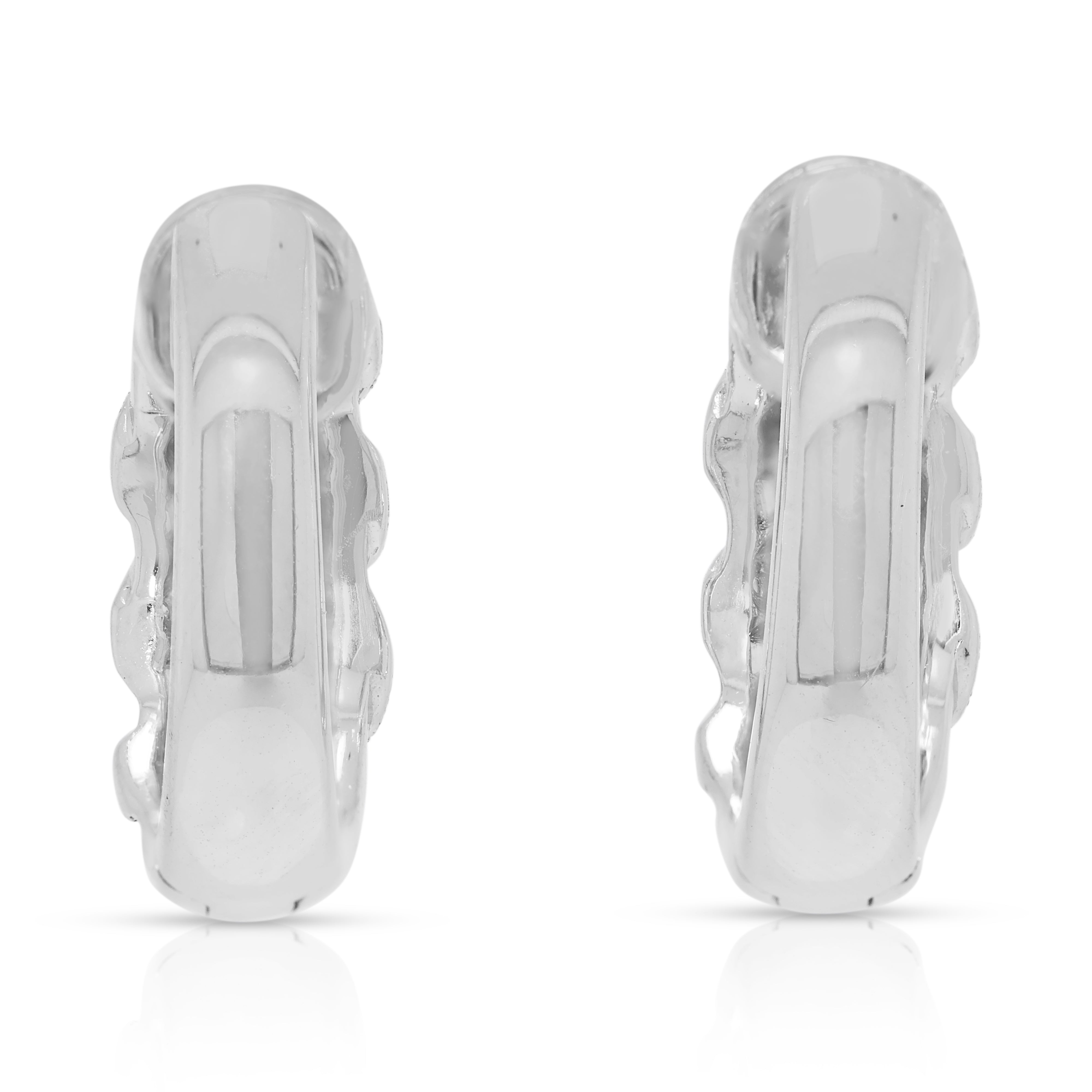 Luxurious 0.87ct Natural Diamond Hoop Earrings in 18K White Gold (New)