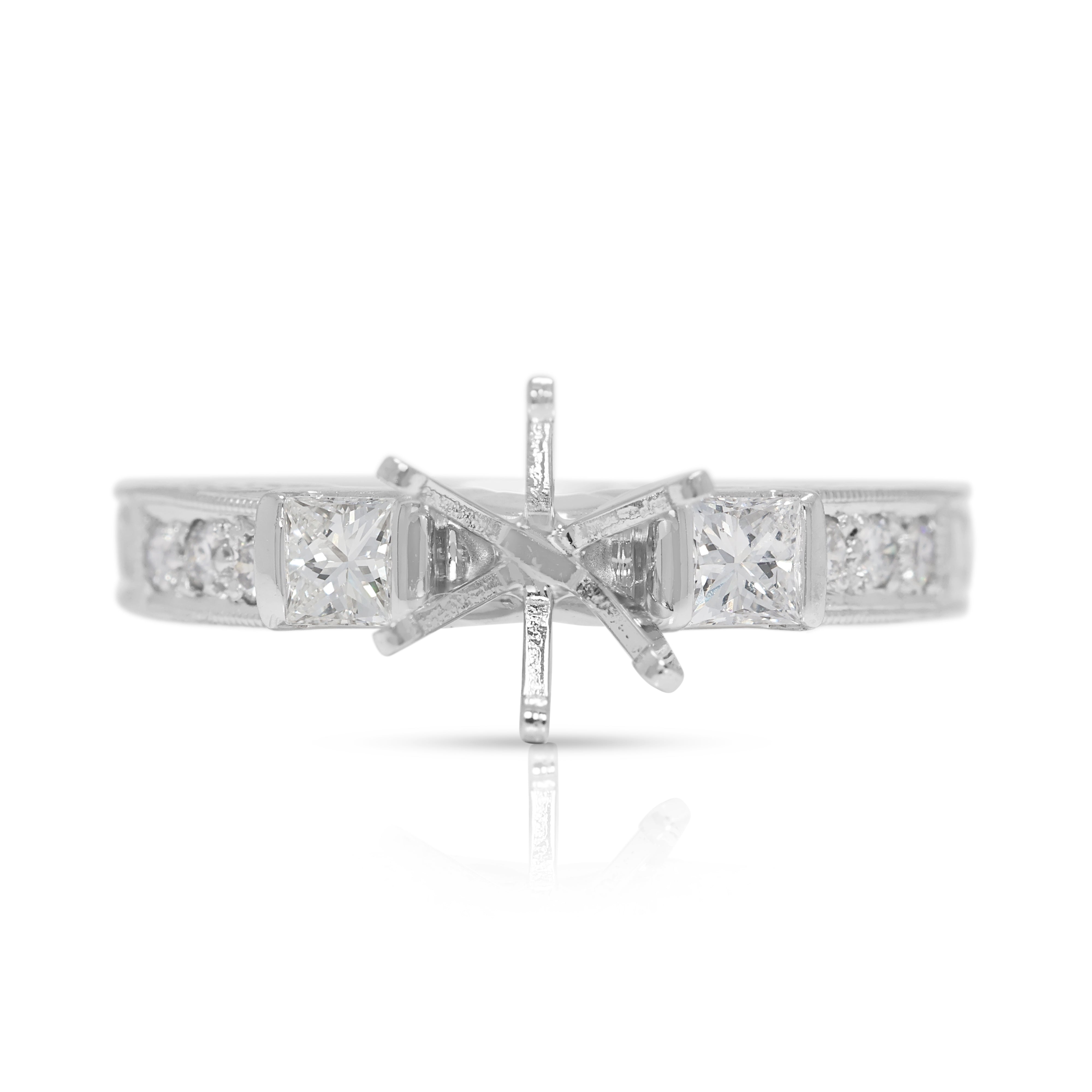 Luminescent 0.25ct Platinum Natural Diamond Ring Setting (New)