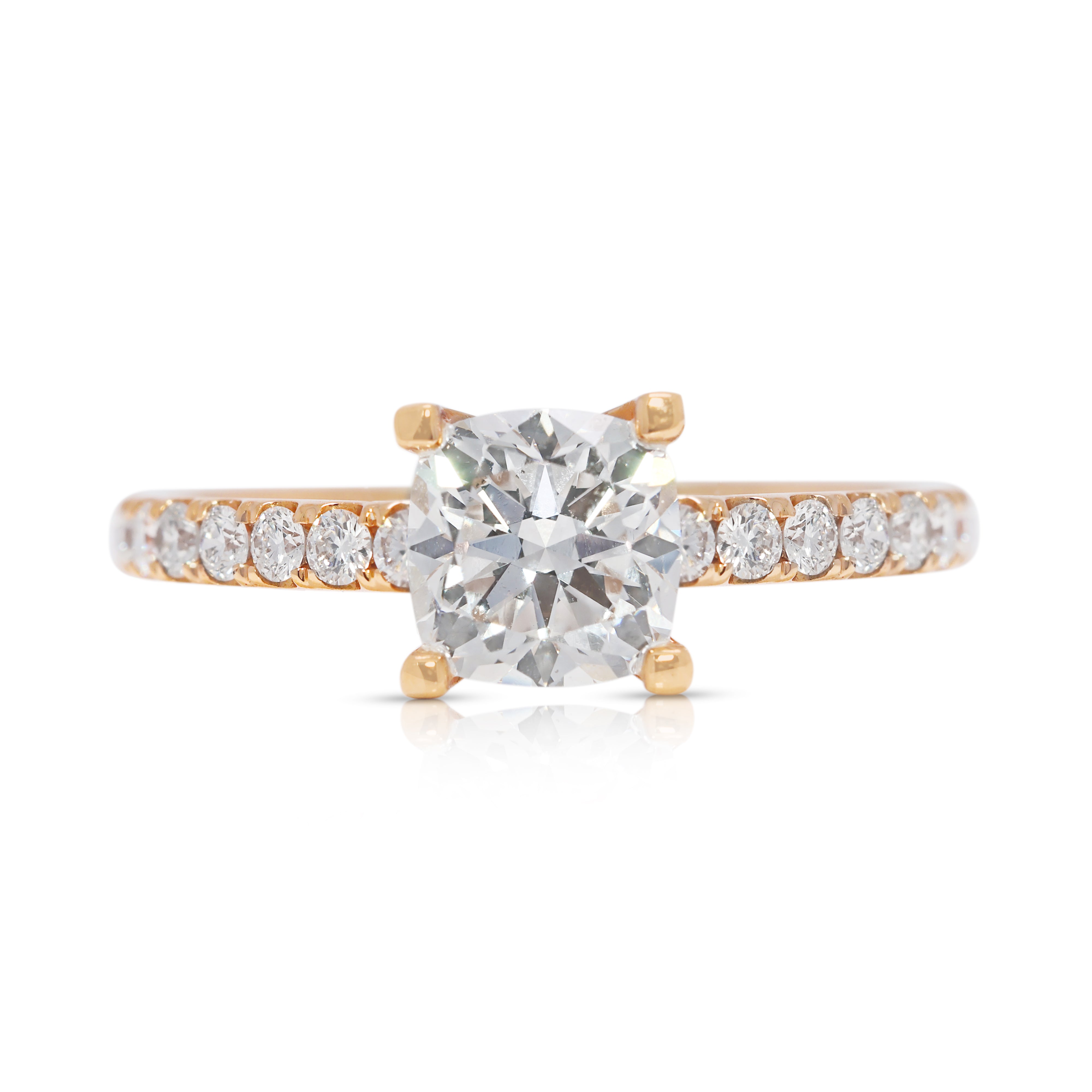 Brilliant 1.31ct Natural Diamond Pave Ring in 18K Rose Gold (Unworn) - GIA Certified