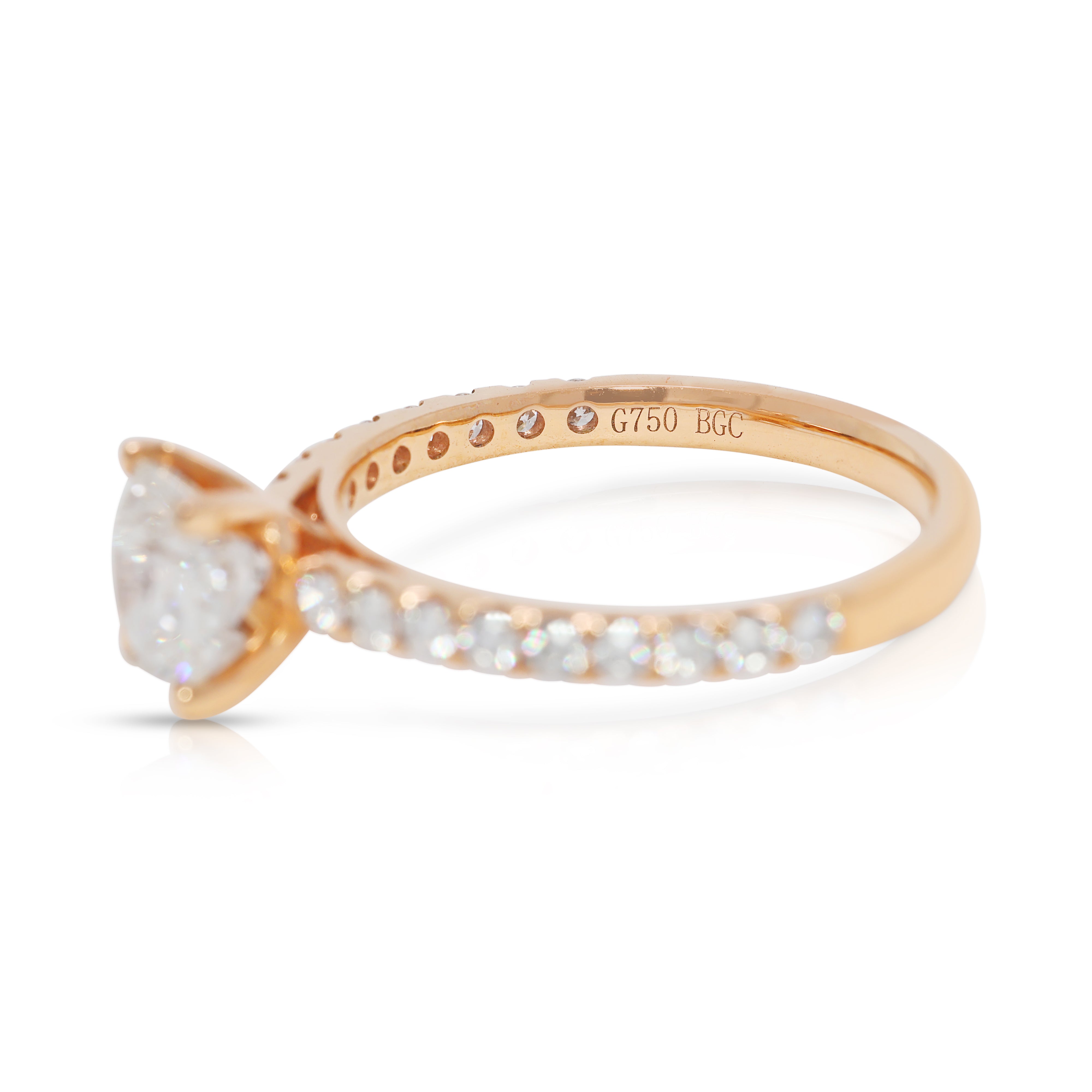 Brilliant 1.31ct Natural Diamond Pave Ring in 18K Rose Gold (Unworn) - GIA Certified