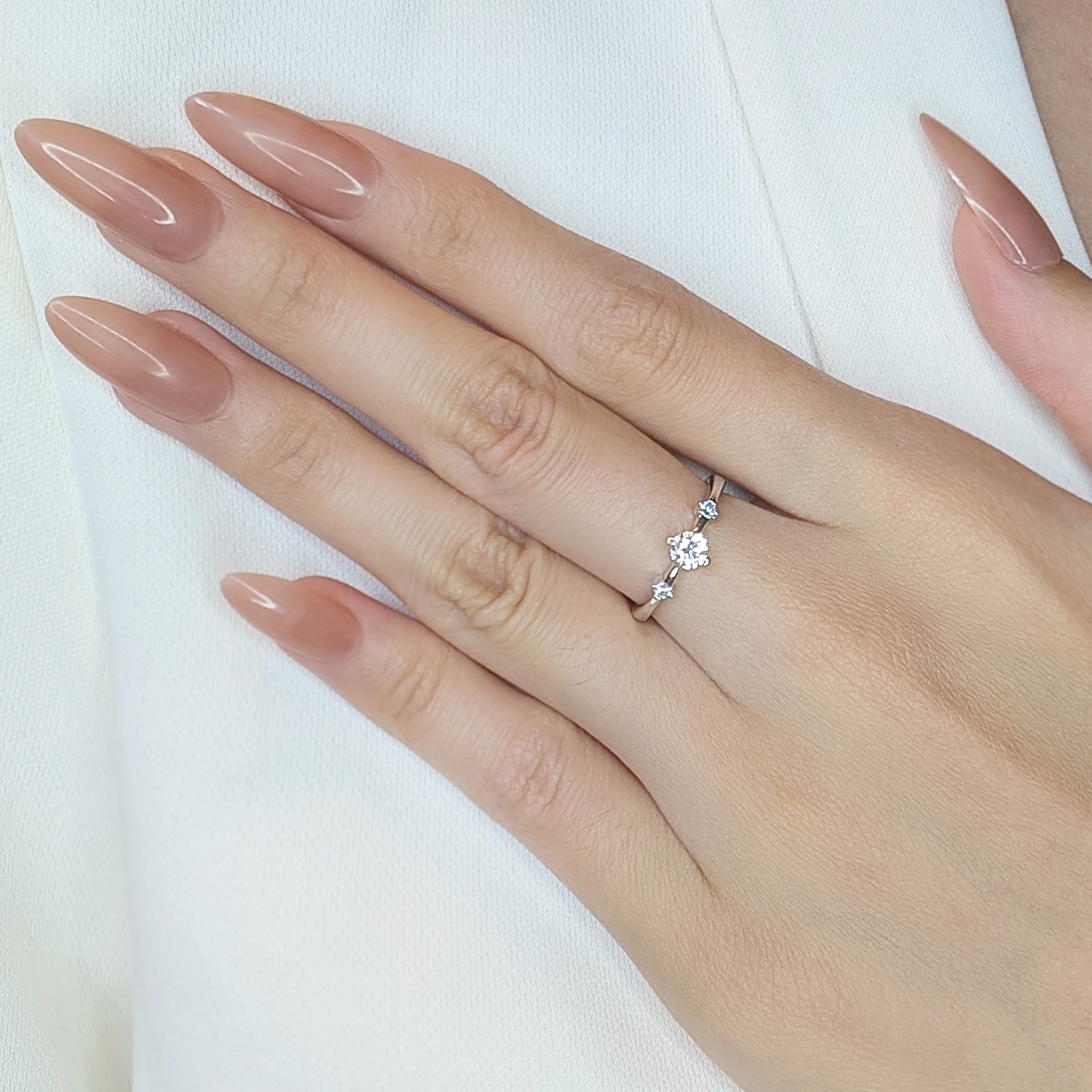 Classic 0.32ct Three-Stone Natural Diamond Ring in 18K White Gold