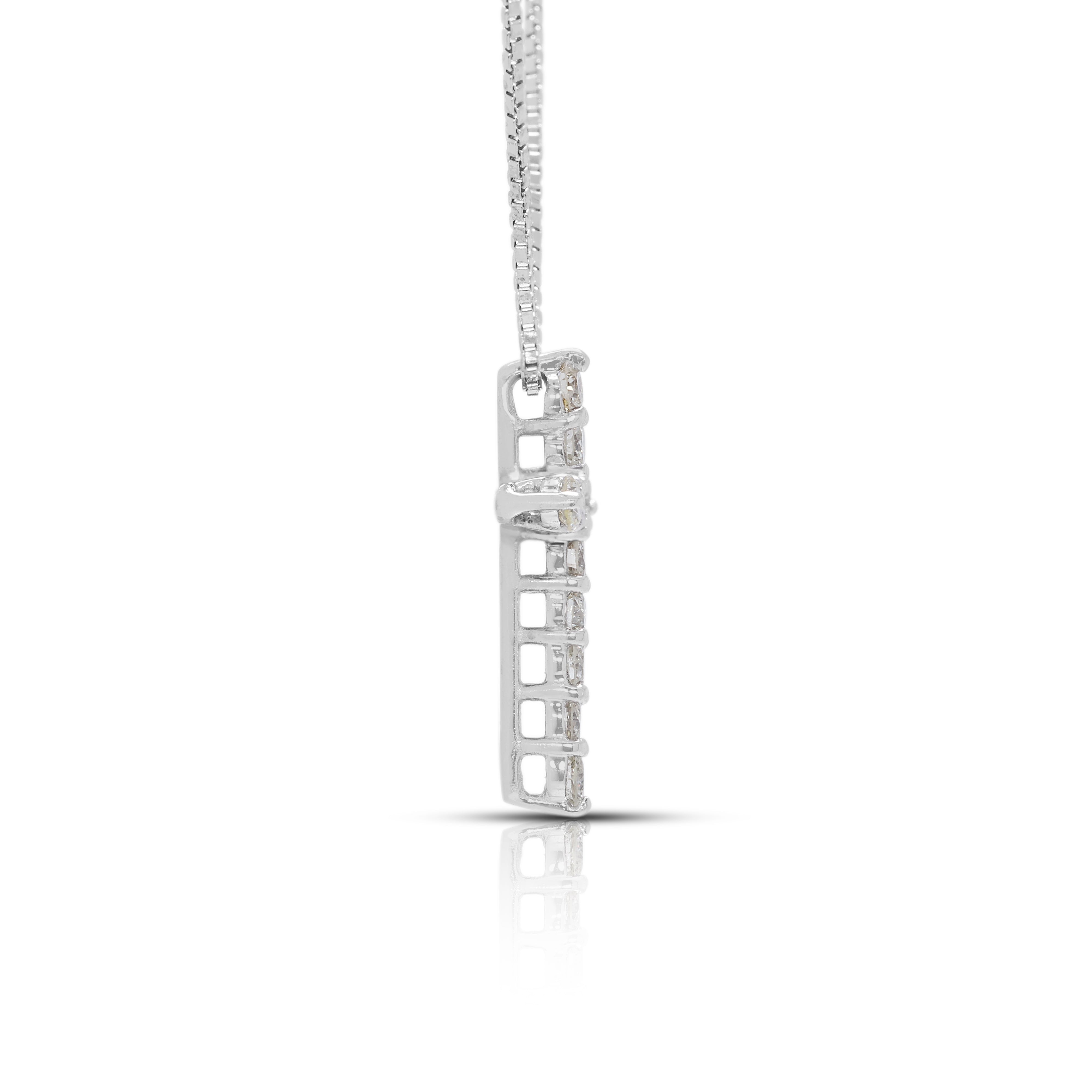 Graceful 0.37ct Natural Diamond Cross Pendant in 18K White Gold