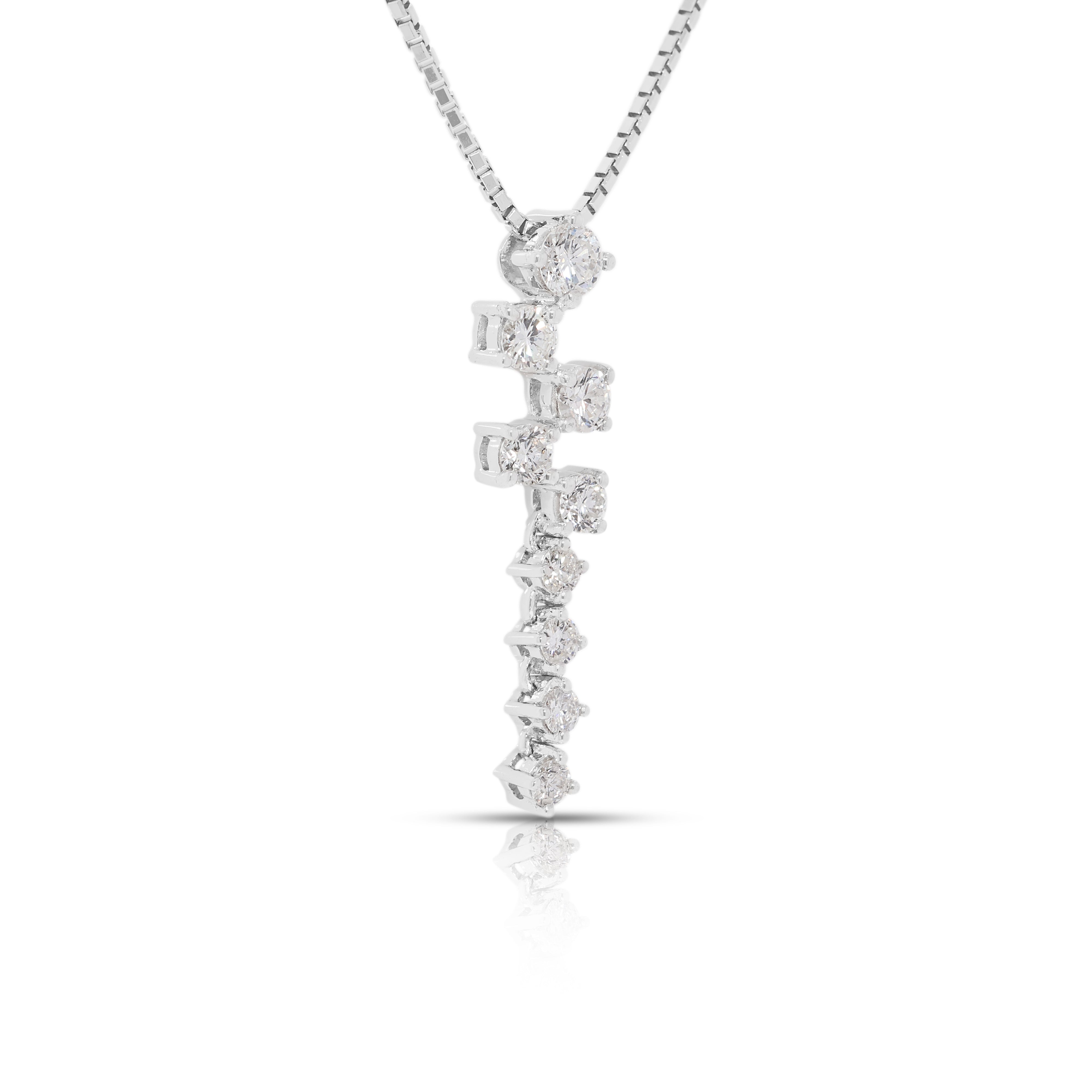 Luminous 0.61ct Natural Diamond Line Necklace in 18K White Gold