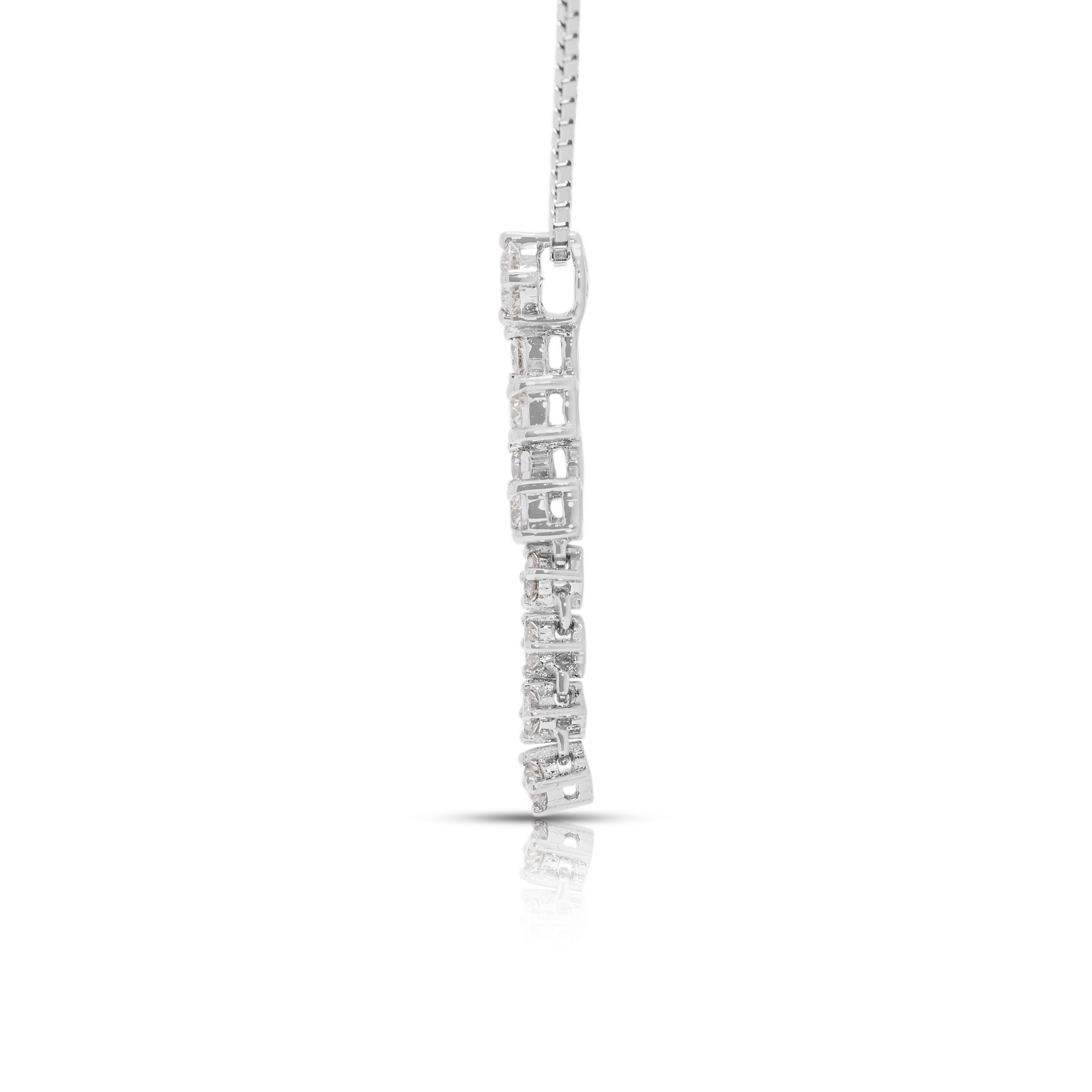 Luminous 0.61ct Natural Diamond Line Necklace in 18K White Gold