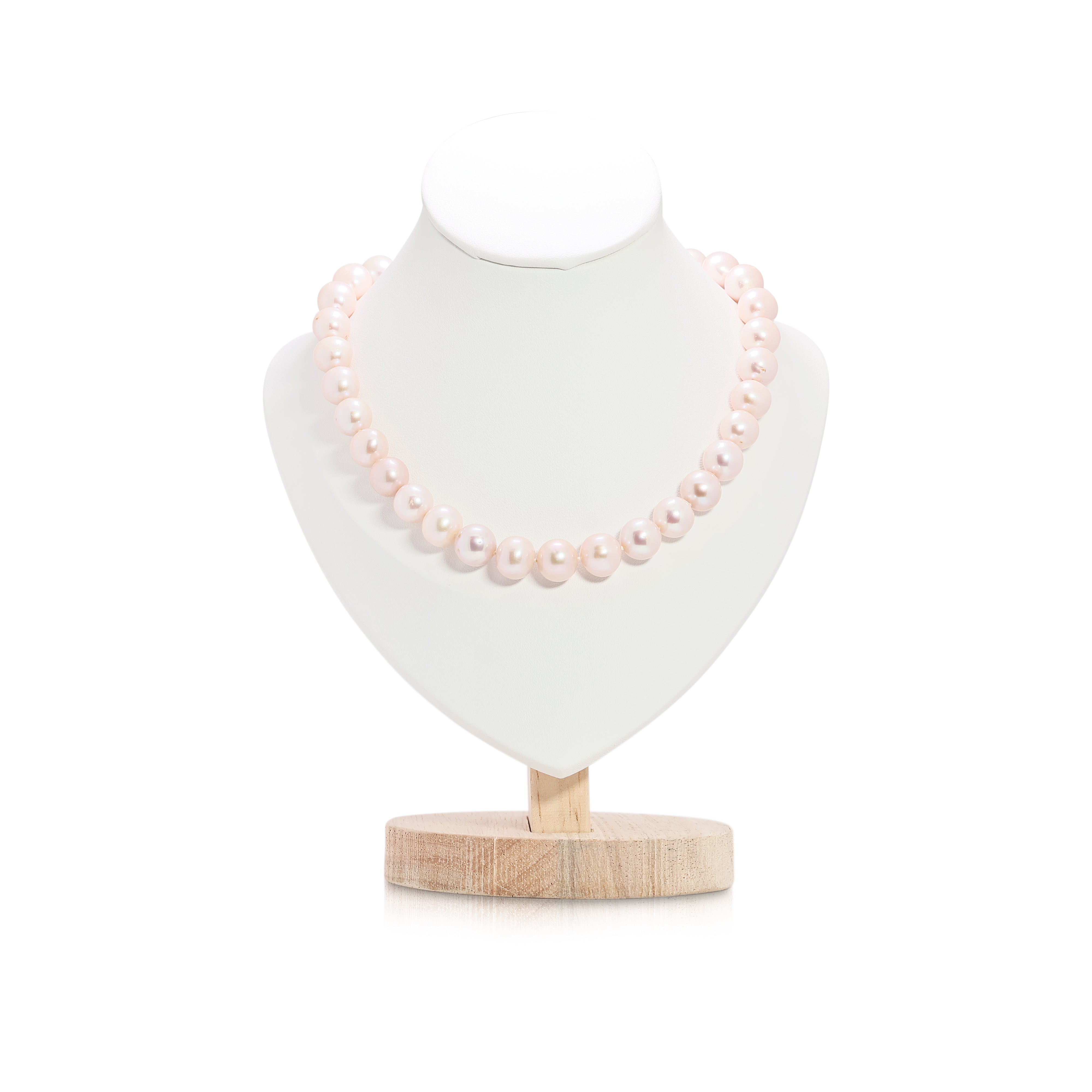 Elegant 0.1ct Natural Diamond & 10.8mm Freshwater Pearl Strand Necklace in 14K White Gold