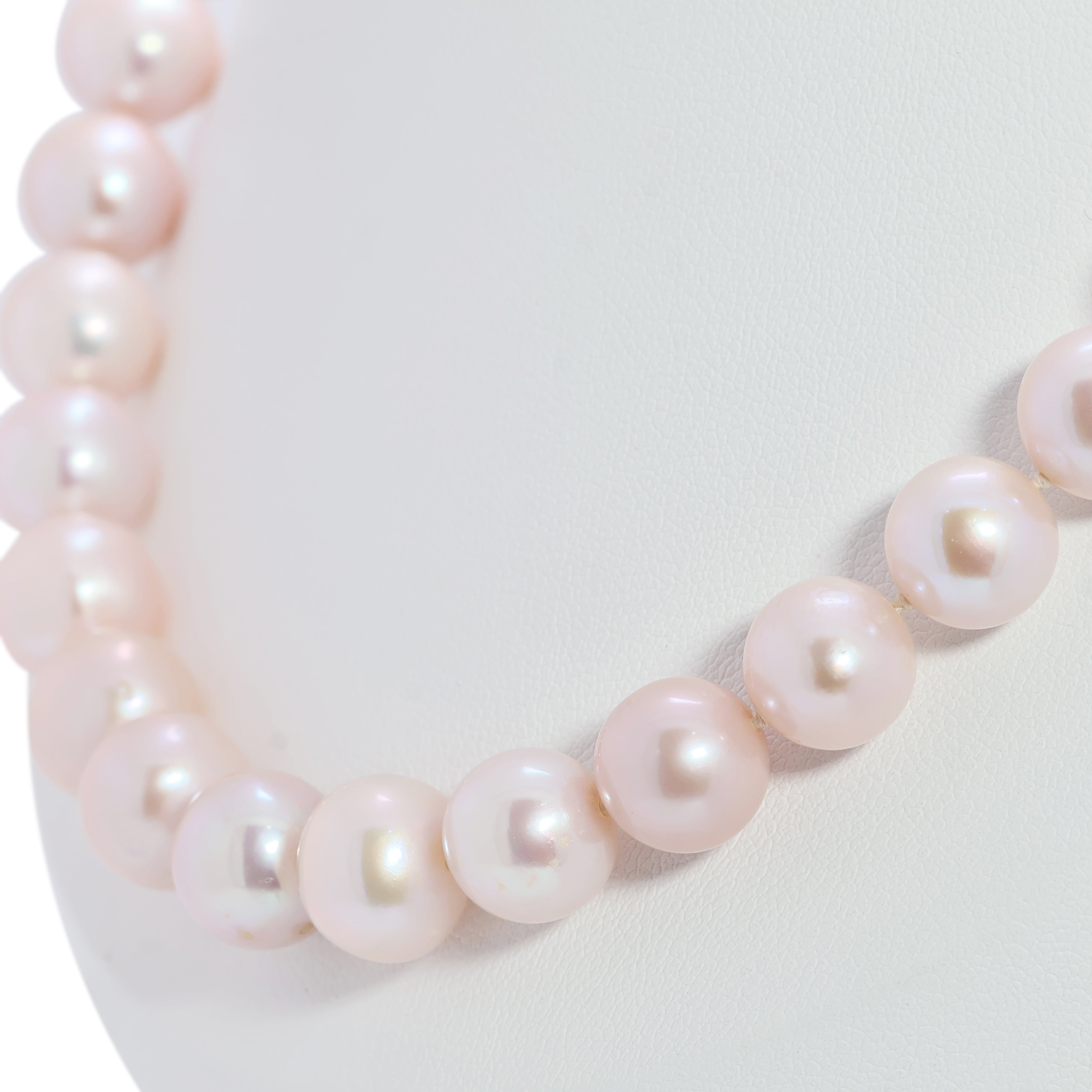 Elegant 0.1ct Natural Diamond & 10.8mm Freshwater Pearl Strand Necklace in 14K White Gold