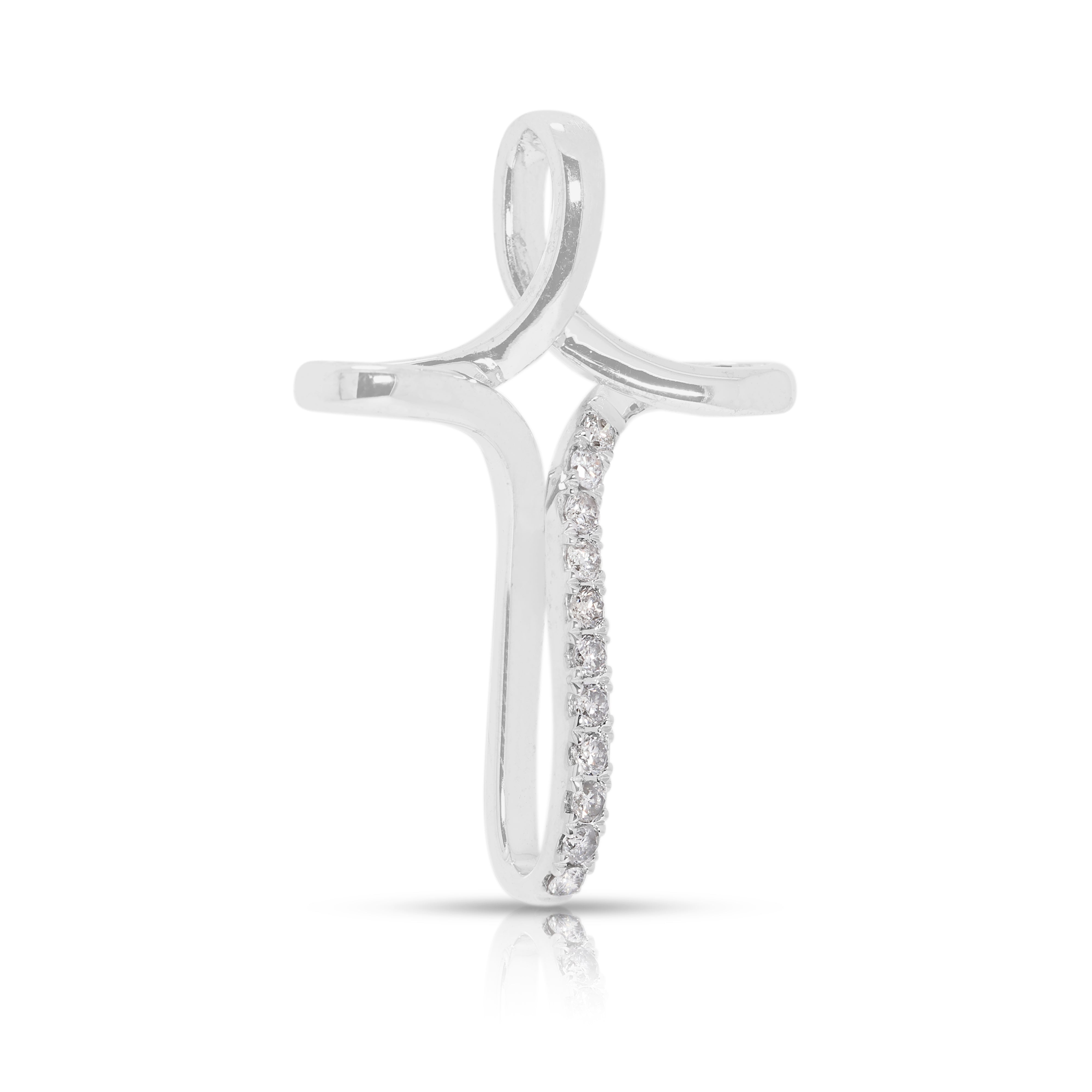 Modern 0.22ct Natural Diamond Cross Pendant in 18K White Gold