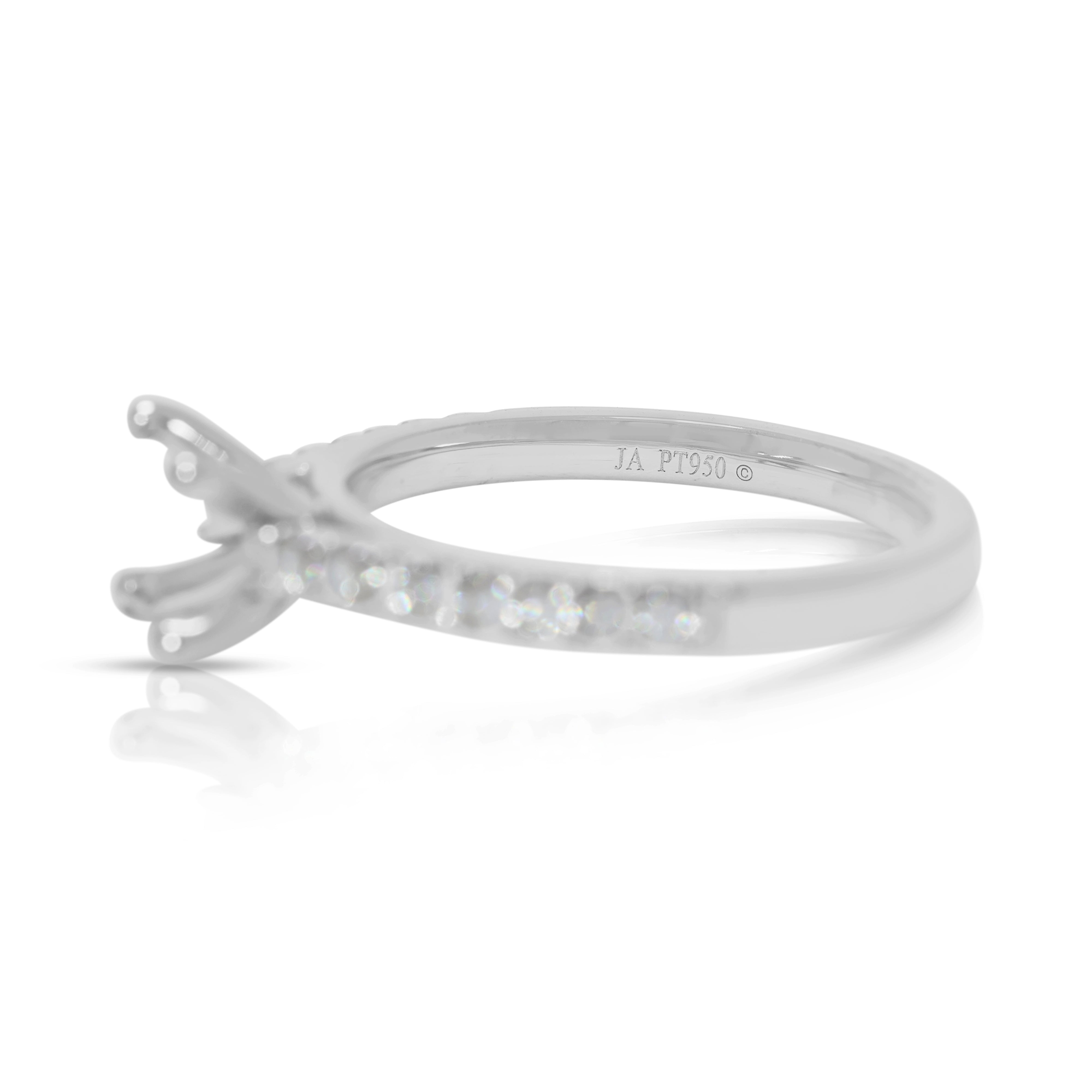 Lustrous 0.24ct Natural Diamond Pave Ring Setting in Platinum