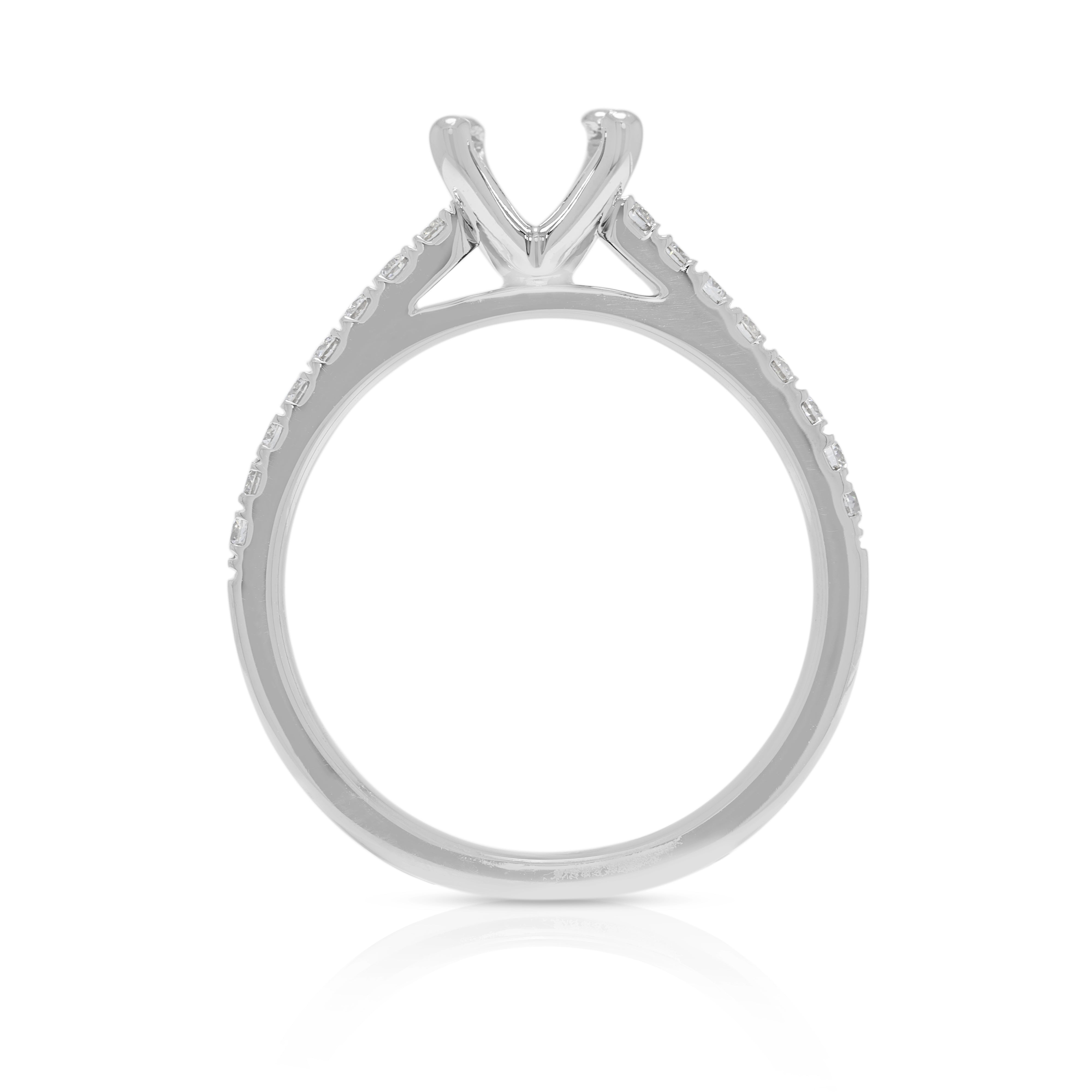 Lustrous 0.24ct Natural Diamond Pave Ring Setting in Platinum