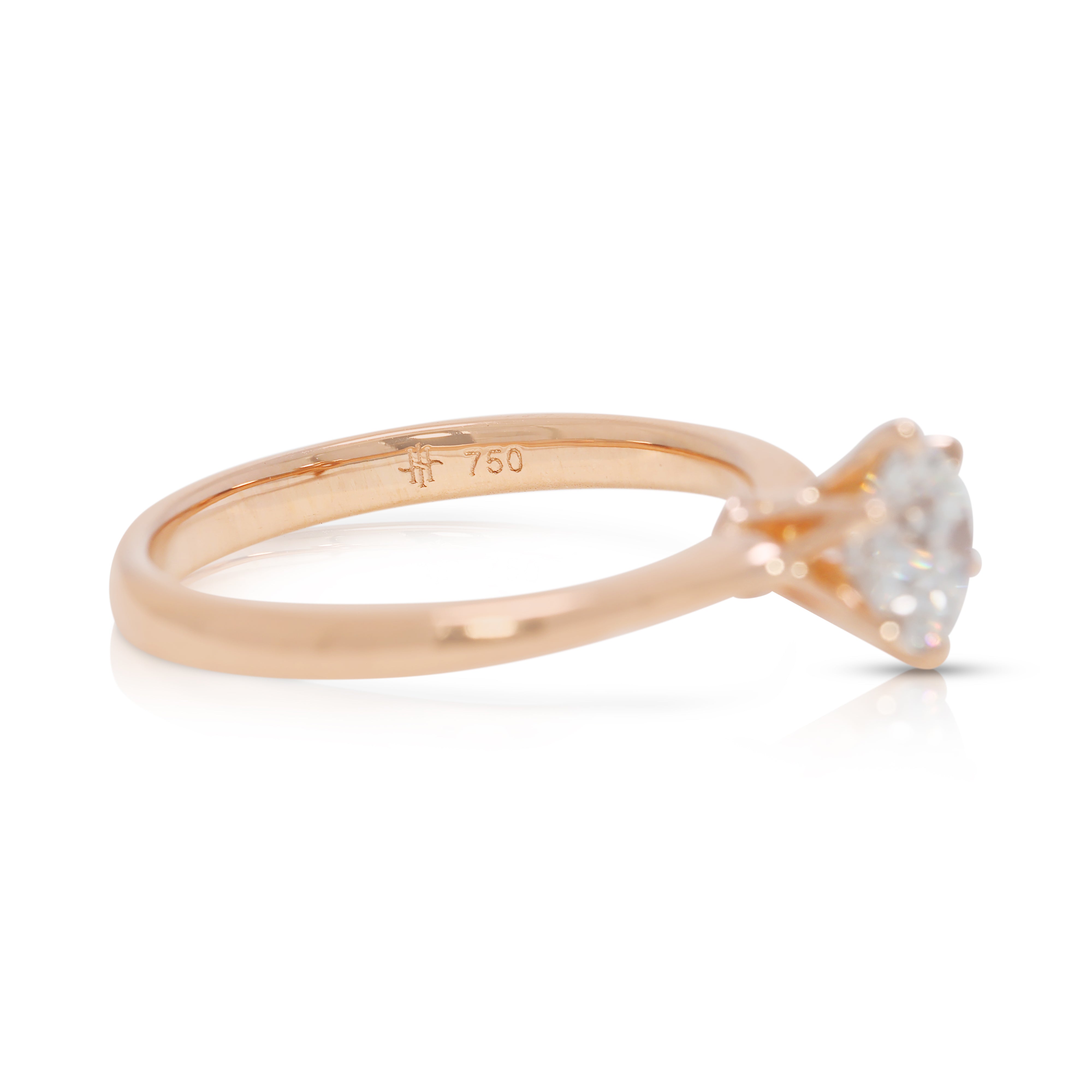 Radiant 0.70ct Natural Diamond Solitaire Ring in 18K Rose Gold (Destinee Lee Hwa) - GIA Certified