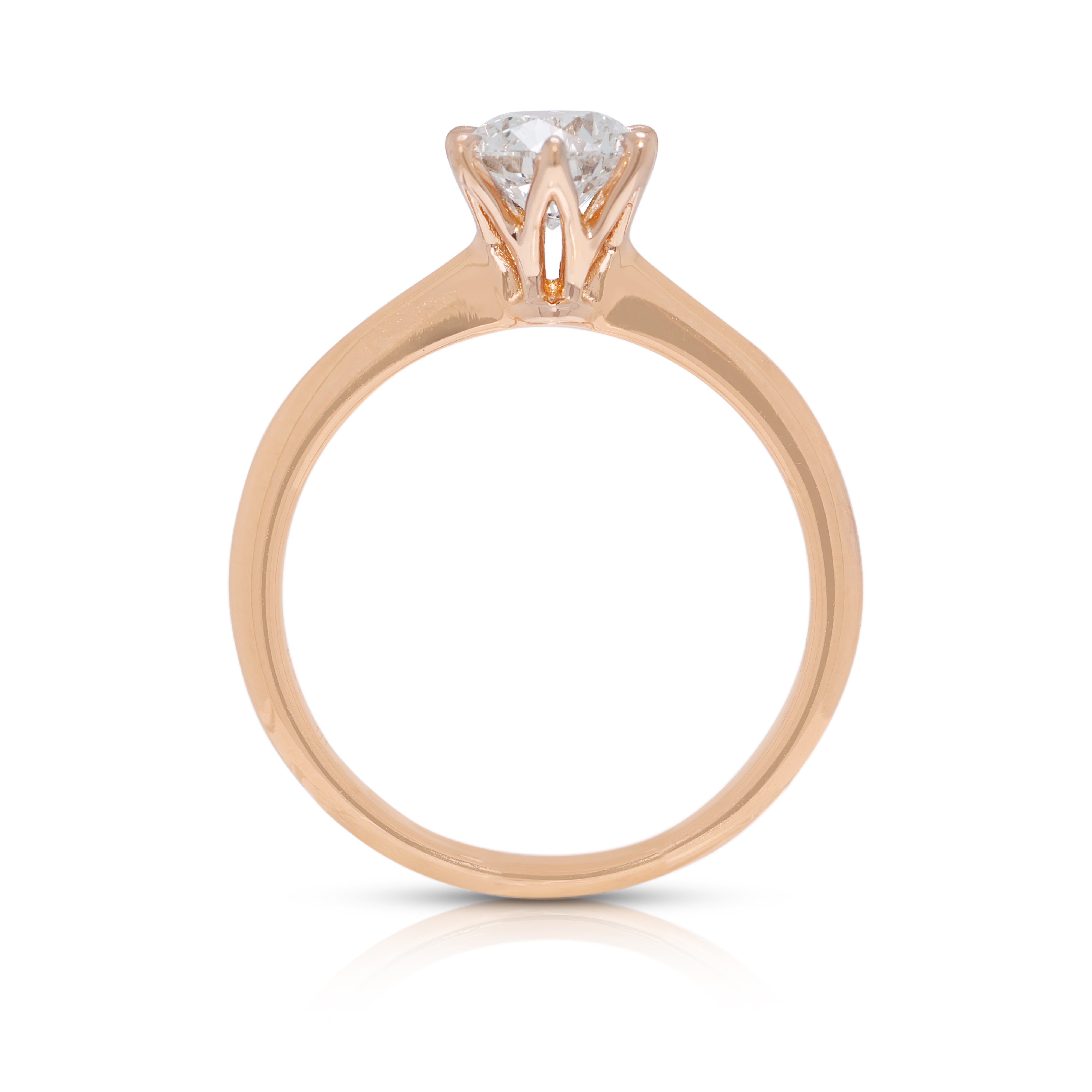 Radiant 0.70ct Natural Diamond Solitaire Ring in 18K Rose Gold (Destinee Lee Hwa) - GIA Certified