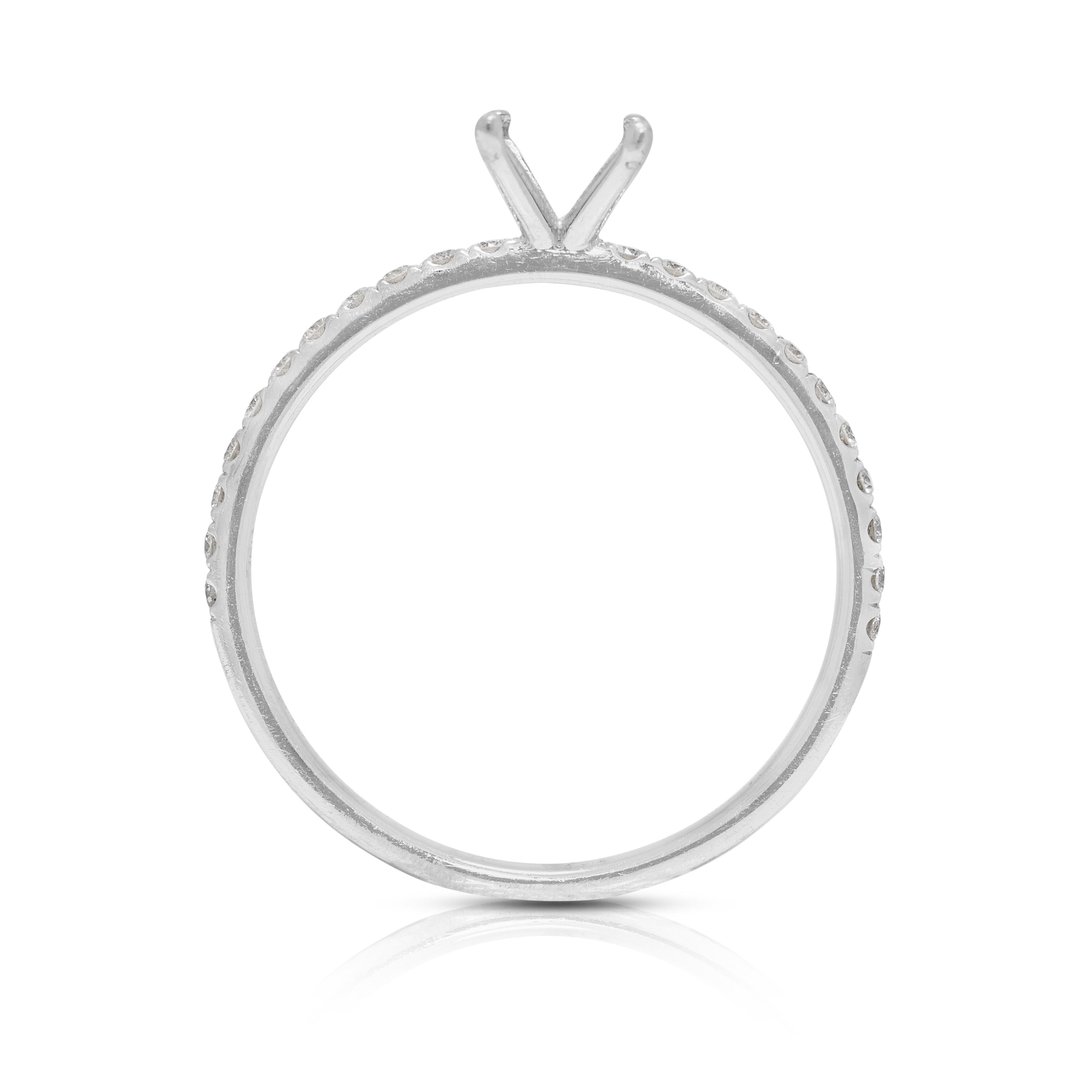 Brilliant 0.15ct Natural Diamond Ring Setting in 18K White Gold