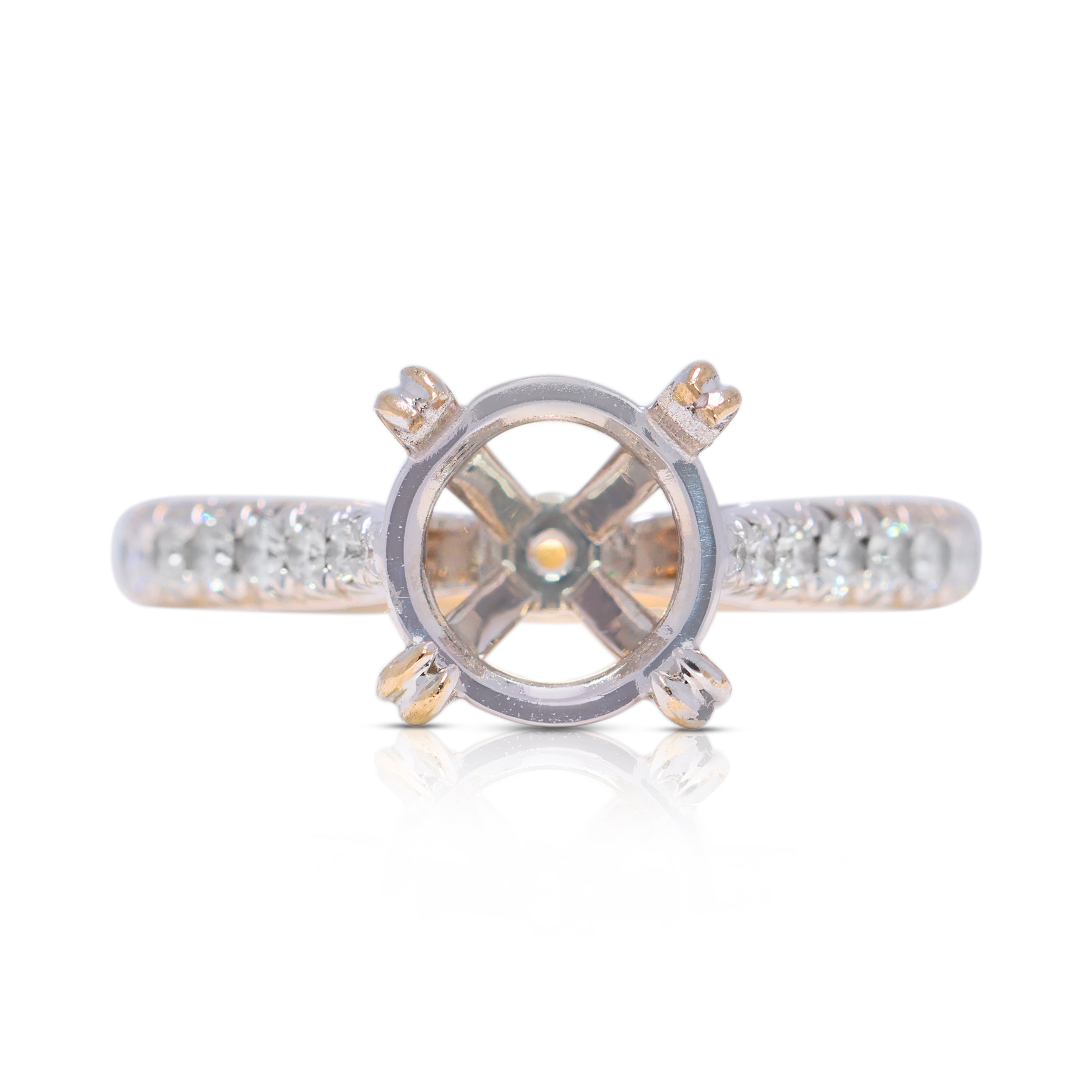 Opulent 0.41ct Natural Diamond Ring Setting in 18K Two-Toned Gold