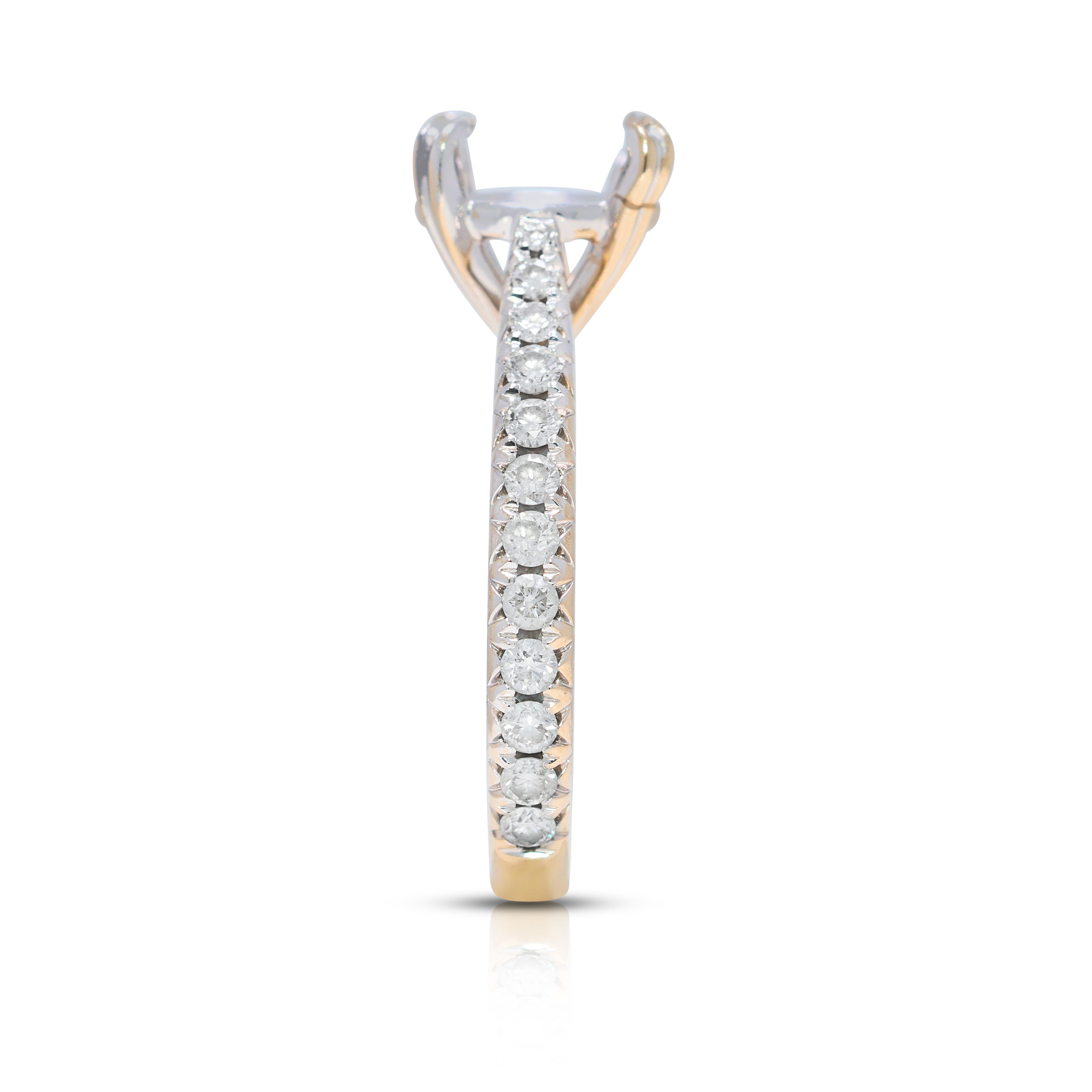 Opulent 0.41ct Natural Diamond Ring Setting in 18K Two-Toned Gold