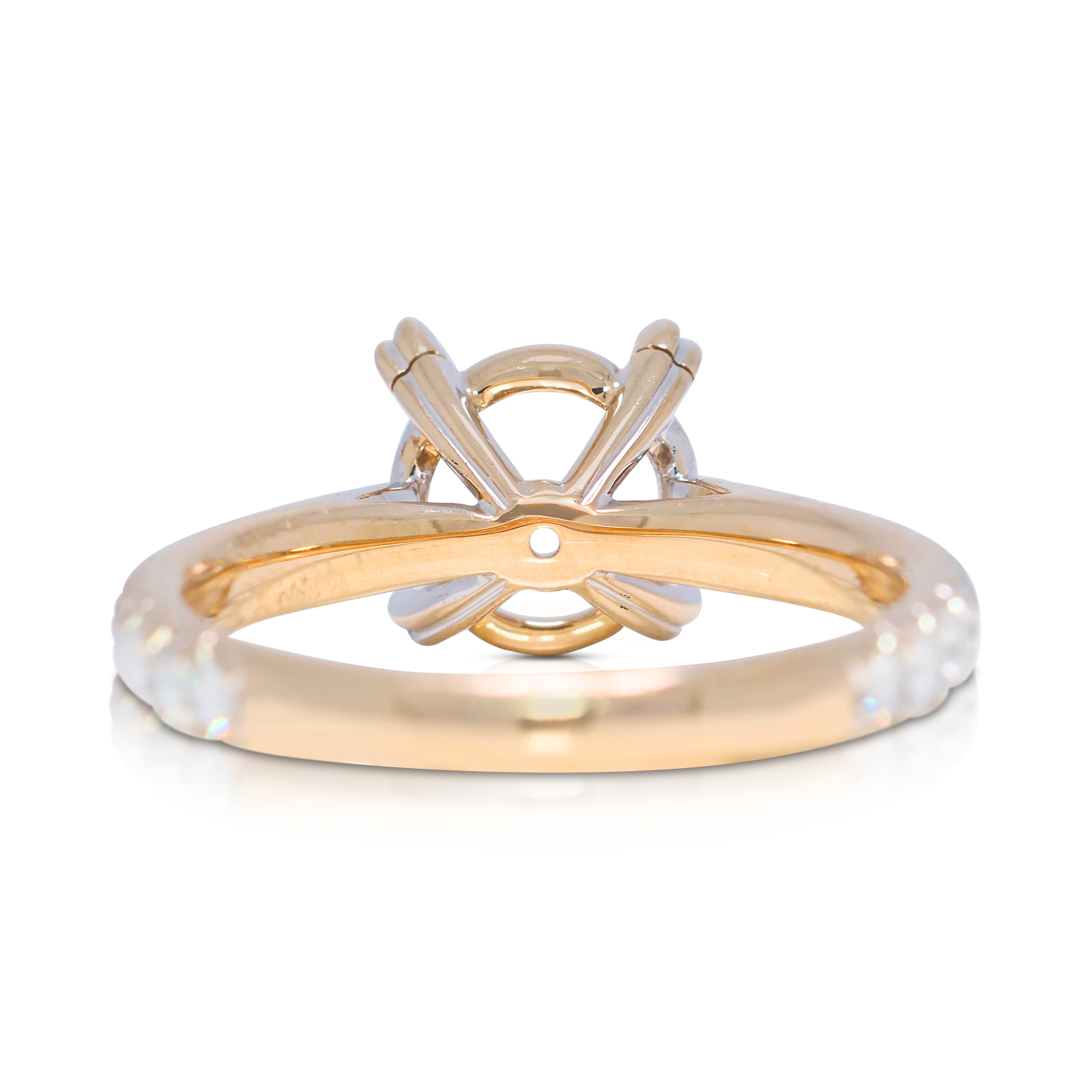 Opulent 0.41ct Natural Diamond Ring Setting in 18K Two-Toned Gold