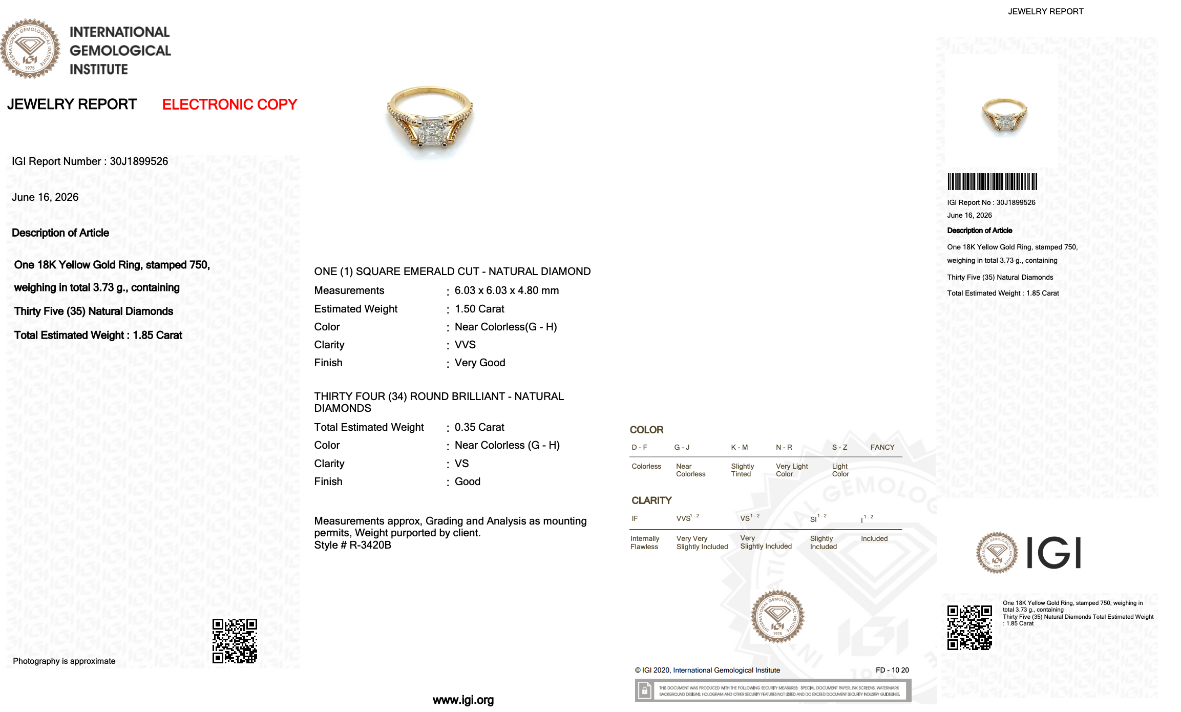 1.85 Carats IGI Certified Natural Diamonds 18k Yellow Gold Pave Ring