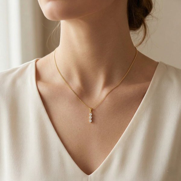 Charming 0.36ct Diamond Trio Pendant in 18K Yellow Gold (New)