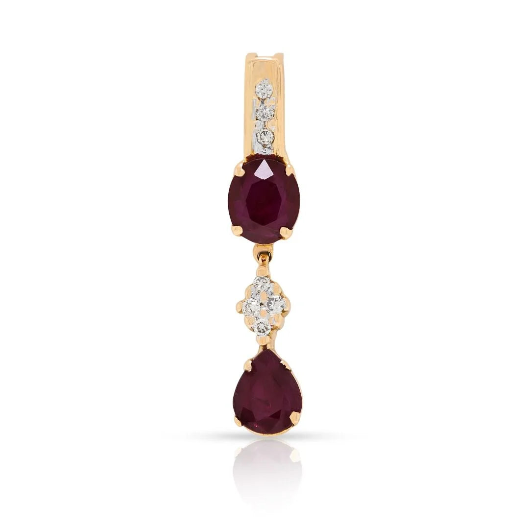 Alluring 0.98ct Ruby & Diamond Pendant in 18K Yellow Gold