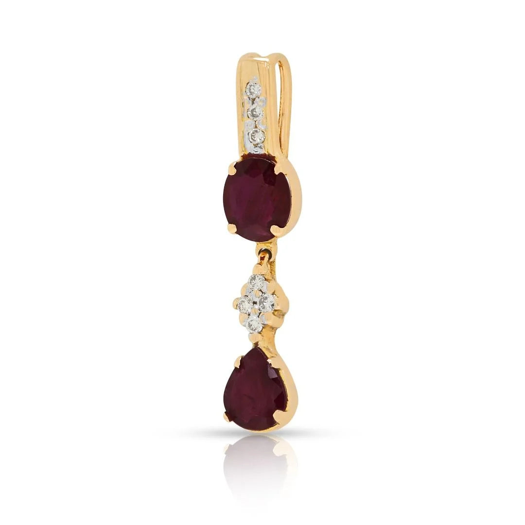 Alluring 0.98ct Ruby & Diamond Pendant in 18K Yellow Gold
