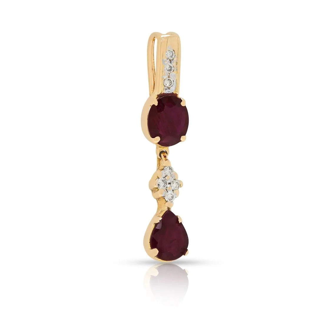 Alluring 0.98ct Ruby & Diamond Pendant in 18K Yellow Gold